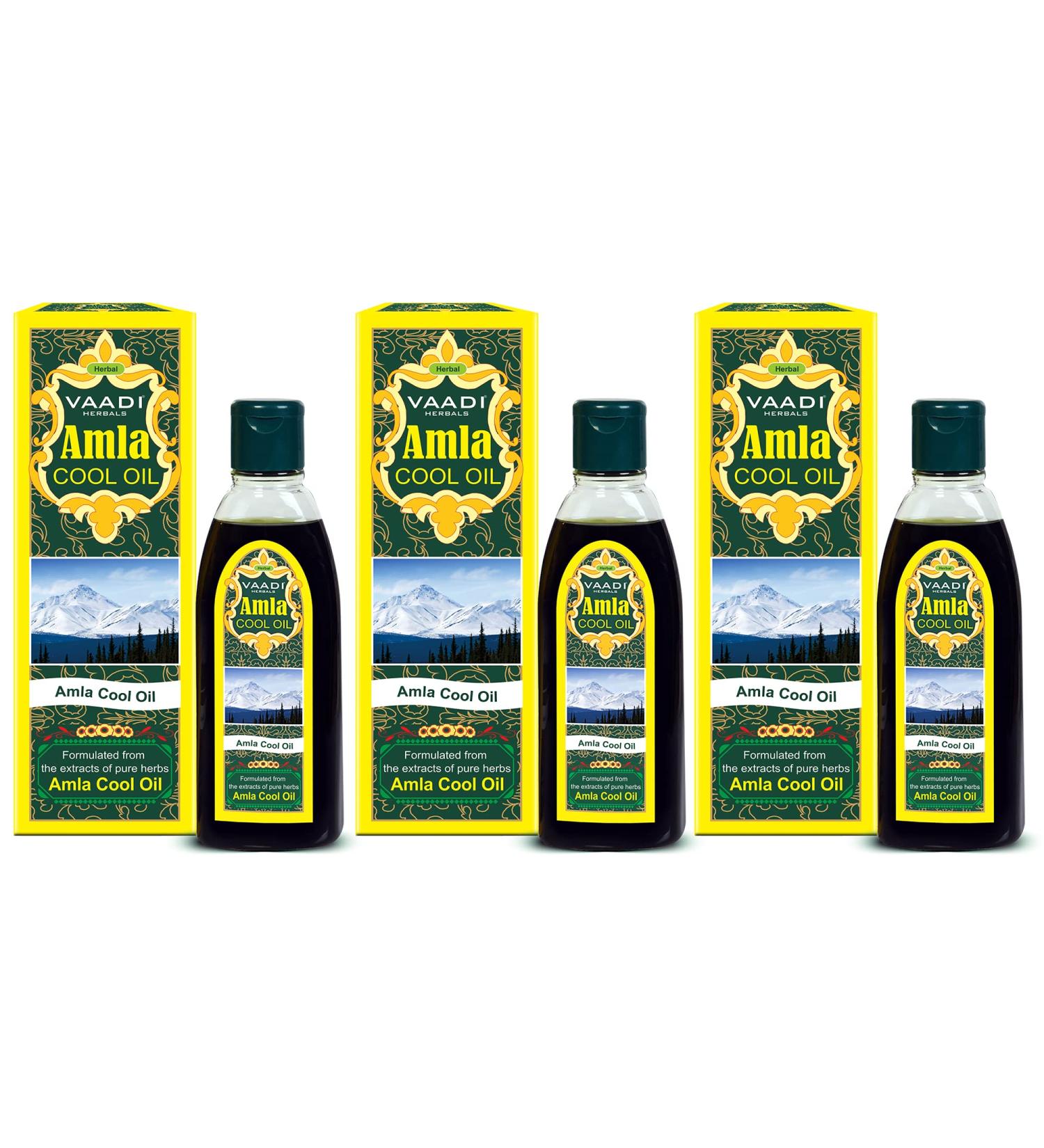 Vaadi Herbals Amla Oil and Brahmi Oil Blend - Pack of 3 X 6.76 oz Herbal Hair Oil - Buy Online on GoSupps.com