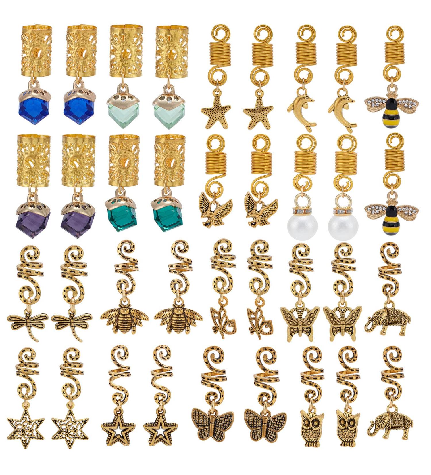 NBEADS 36 Pcs Animal Theme Hair Jewelry for Braids - Butterfly Dreadlock Accessories, Hair Cuffs, Beads, Pendants, Loc Jewelry, Charms, Clips for Braids Decoration - Buy Online on GoSupps.com