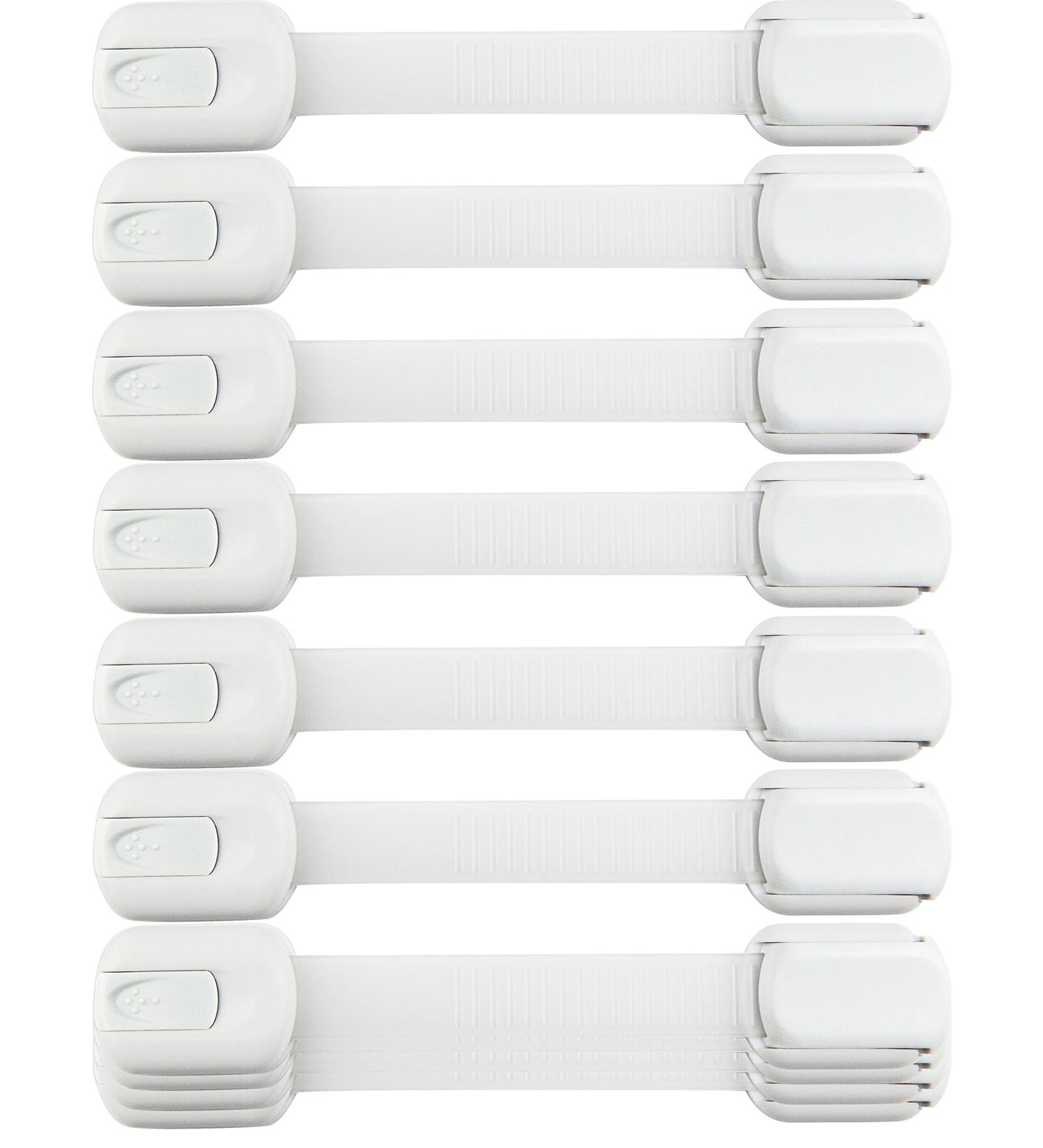Child Safety Strap Locks (10 Pack) - Baby Proofing Cabinets, Drawers, Toilet, Fridge & More | Easy Installation with 3M Adhesive Pads | No Drilling Required - White - Buy Online on GoSupps.com
