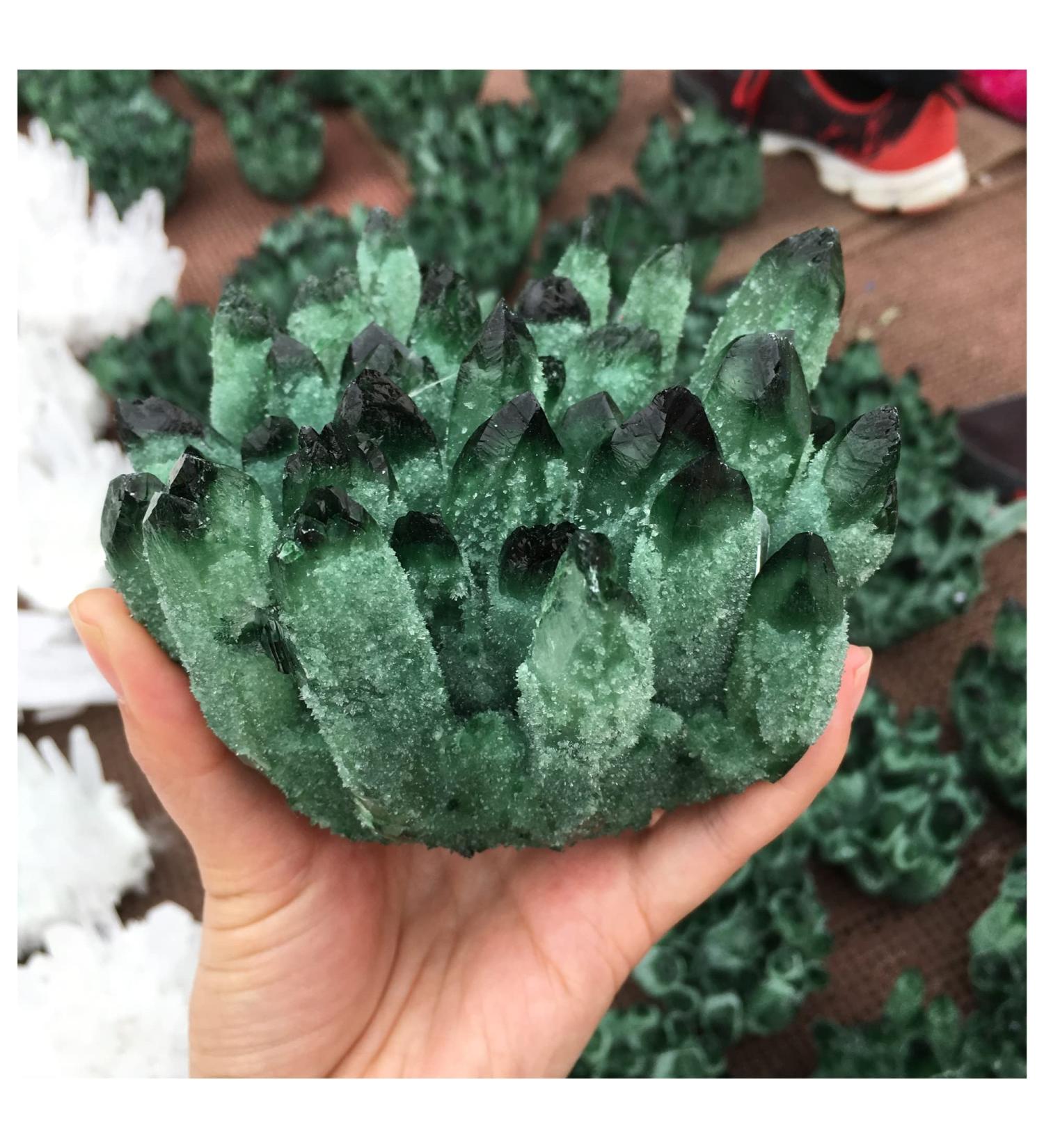 Natural Crystal Rough Crystal Cluster Natural Green Ghost Phantom Quartz Crystal Cluster Specimen Wedding Decoration Aquarium 300-400g - Buy Online on GoSupps.com