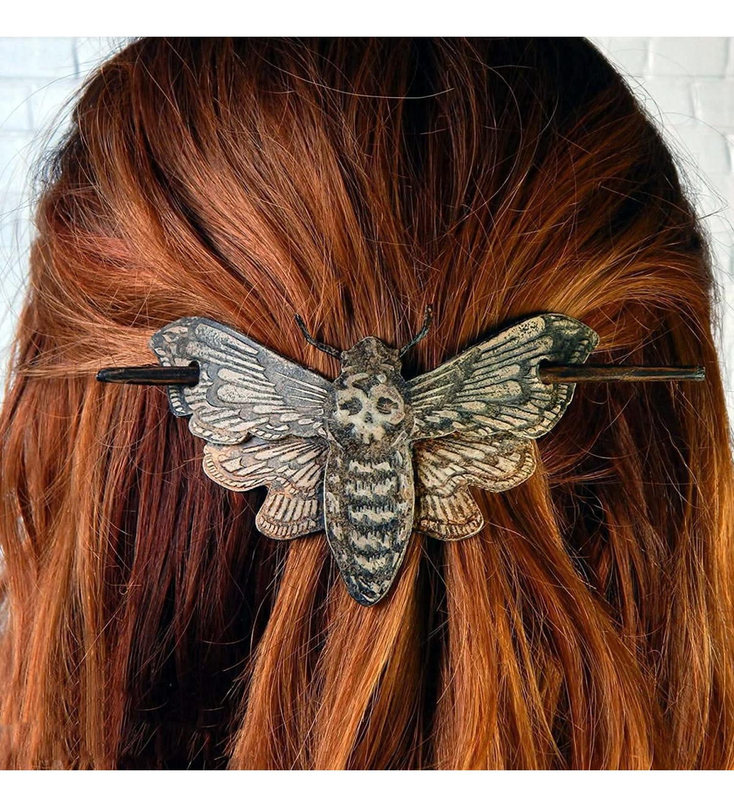 Skull Hair Pin Stick Slide with Stick Retro Head Bone Death Moth Hair Clip Sticks Hairpin for Long Hair Hair Fork Tortoise Shell Bun Cover Holder for Women Girls Hair Accessories Decor - Buy Online on GoSupps.com