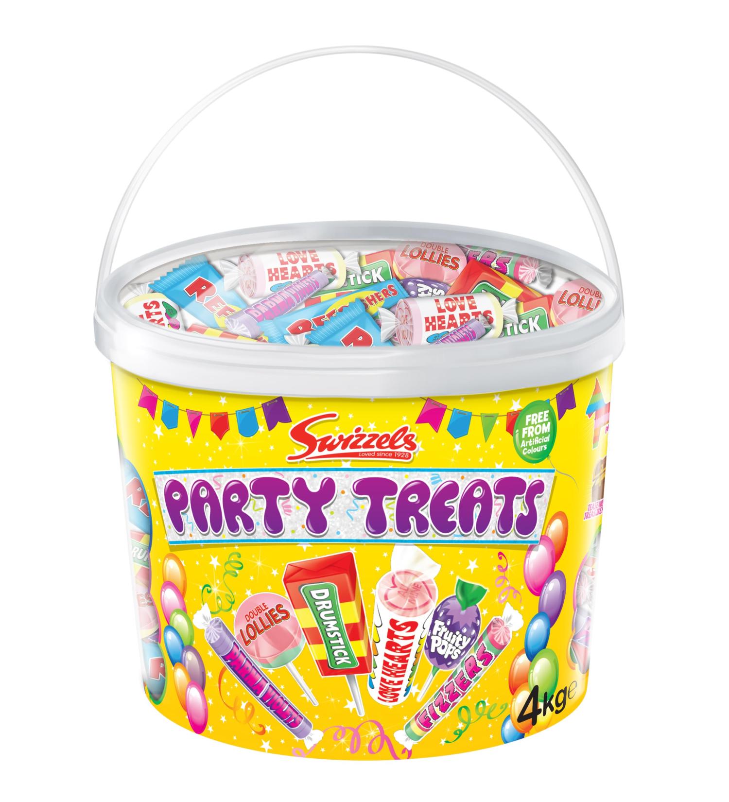 Swizzels Party Treats Extra Large Sweets Tub - A Large Assortment of Delicious and Fruity Sweets & Lollies Perfect for Parties - Bulk Sweets Tub 4kg - Buy Online on GoSupps.com