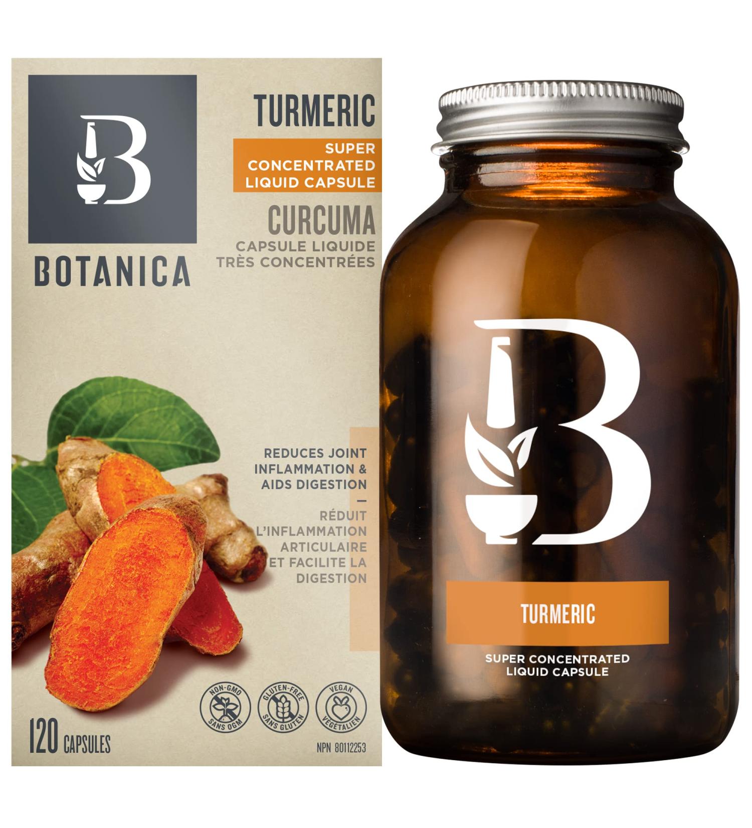 Botanica Turmeric Liquid Capsules with Black Pepper Helps Reduce Inflammation Antioxidant Properties & Liver Protectant Whole Herb Formula Non-GMO Vegan and Gluten Free 120 Capsules Turmeric 120 count (Pack of 1) - Buy Online on GoSupps.com