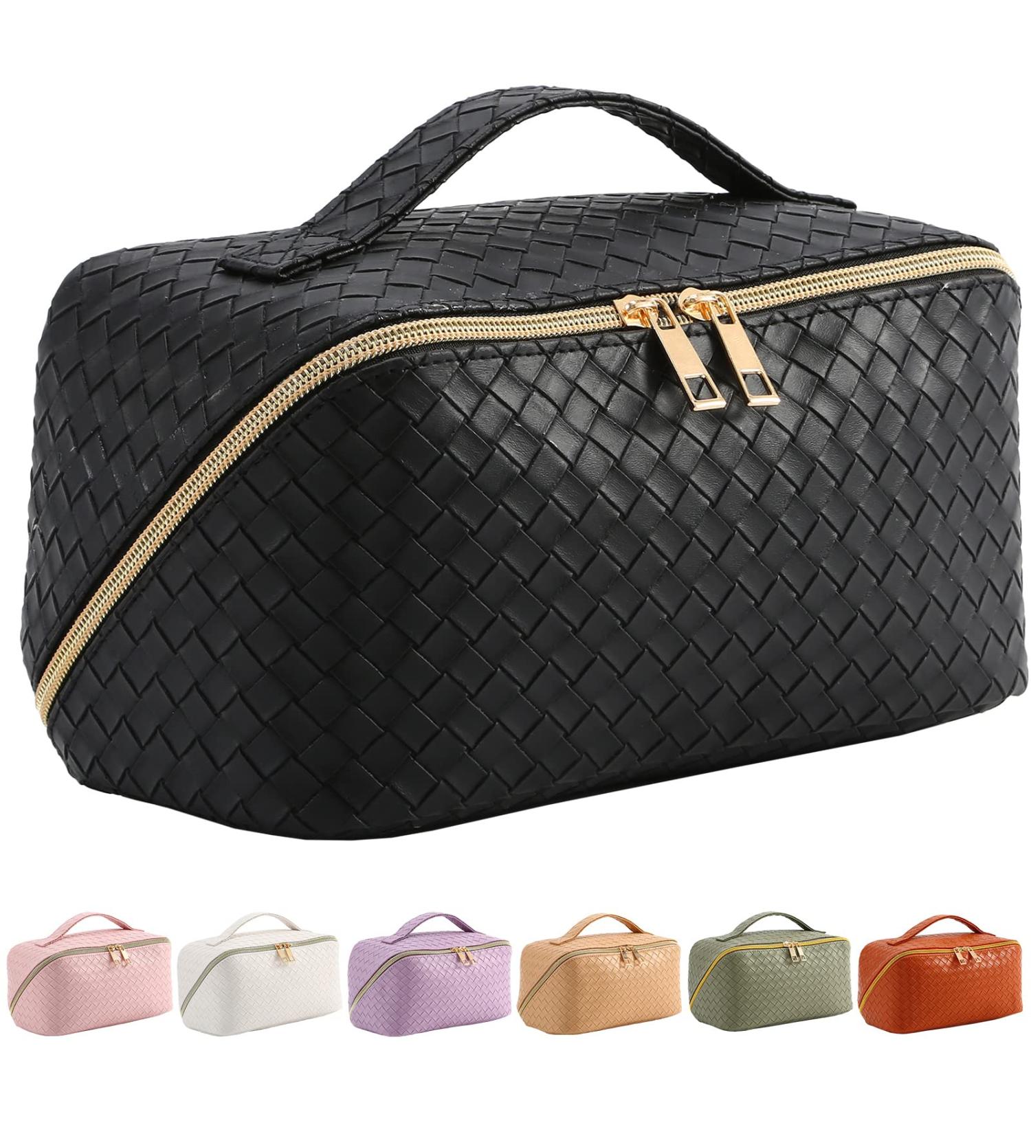 Baonmy Large Capacity Travel Cosmetic Bag - Portable PU Leather Waterproof Makeup Organizer for Women - Black - Buy Online on GoSupps.com