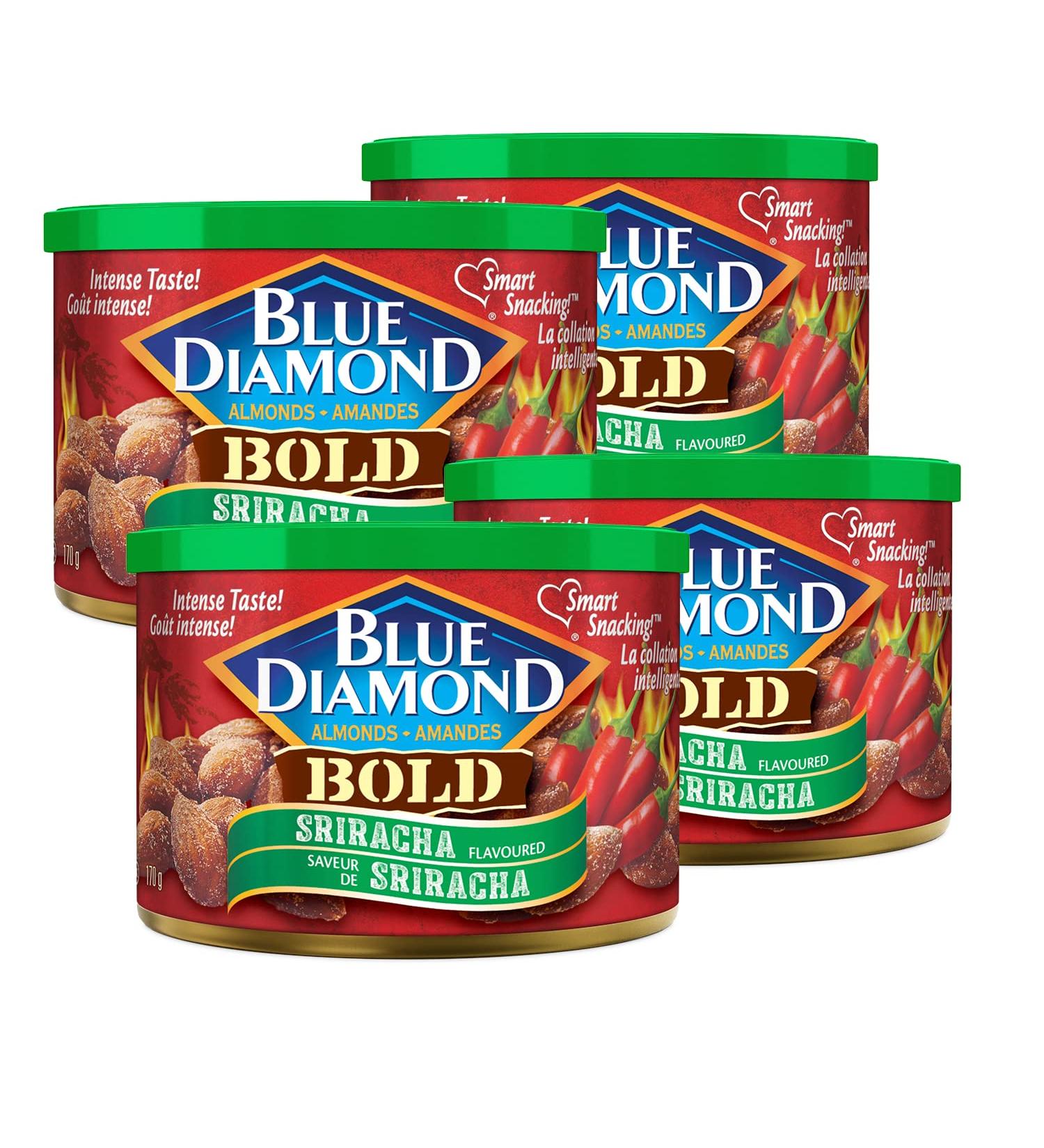 Blue Diamond Almonds Sriracha Flavored Snack Nuts Resealable Can (Pack of 4) - Buy Online on GoSupps.com