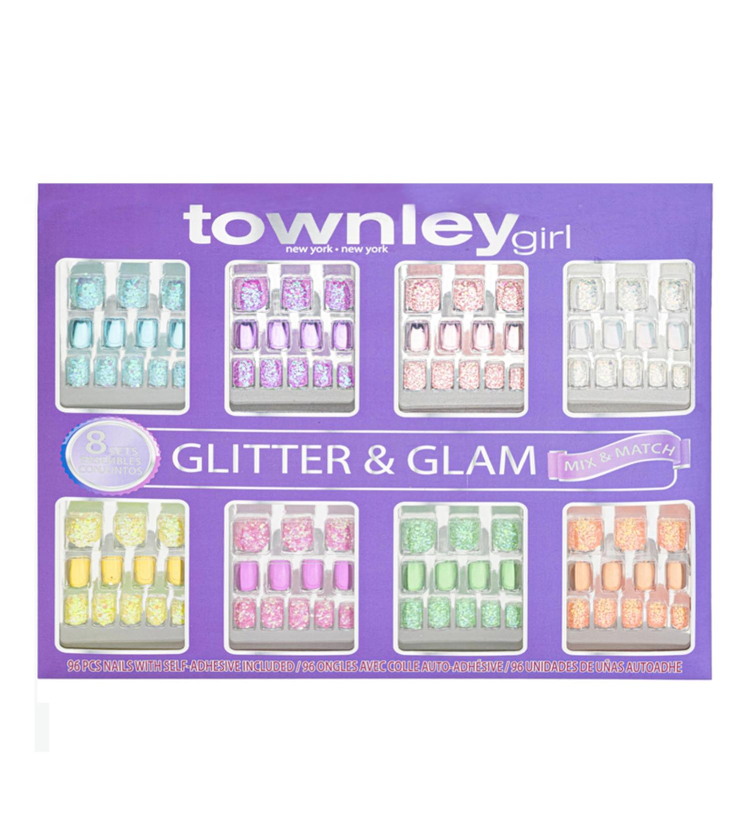 Townley Girl 96 Pcs Stick on Nails Set | 8 Different Mix and Match Press- On Nail Sets for Girls | Self-Adhesive Artificial Nails Purple - Buy Online on GoSupps.com