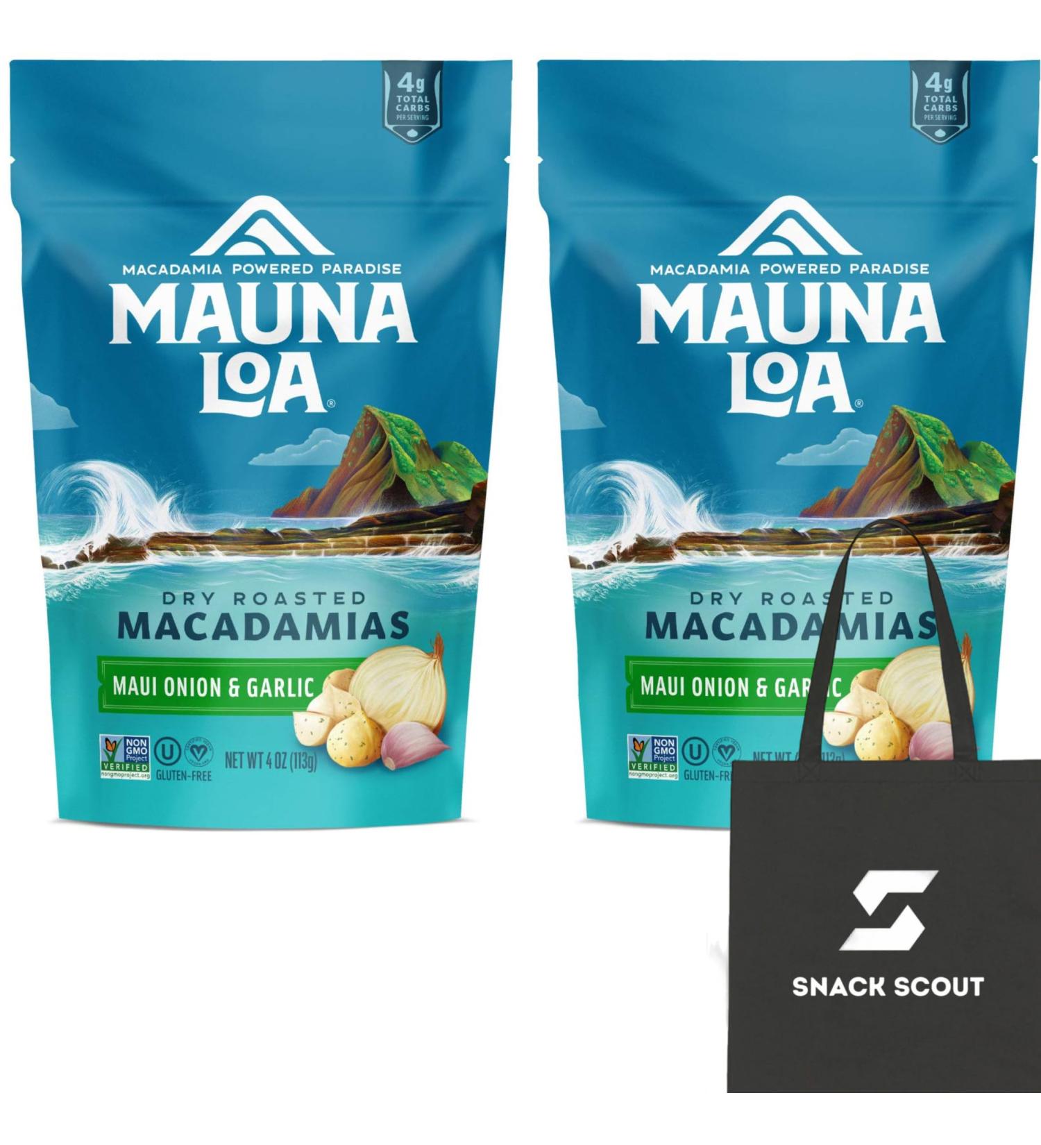 Mauna Loa Maui Onion & Garlic Macadamias Gluten-Free Keto Friendly 4 oz. (Bag of 2) Bundle With a Snack Scout Lunch Bag - Buy Online on GoSupps.com