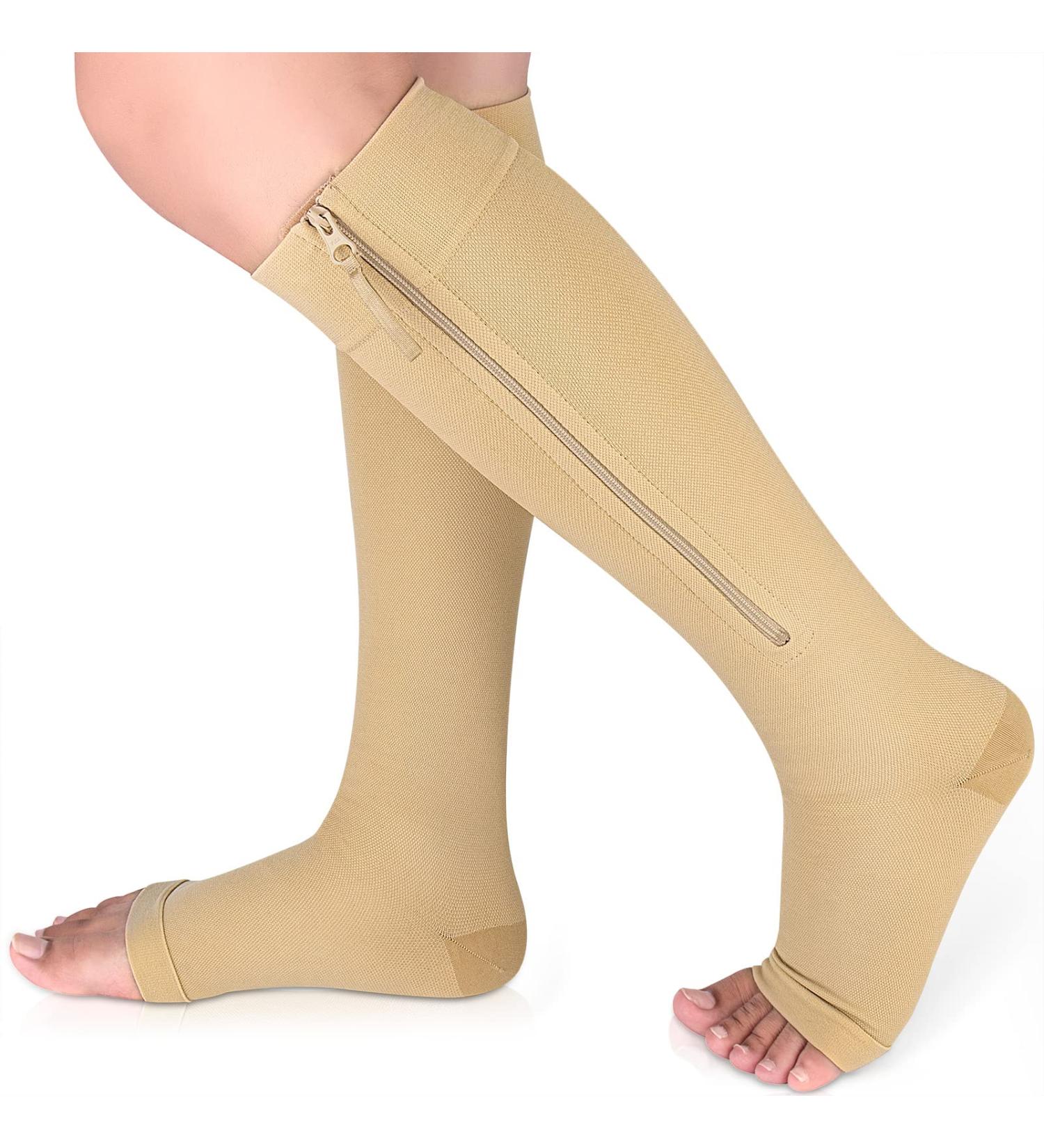Ailaka Zipper Compression Socks 15-20 mmHg for Women Men - 3X-Large Beige - Buy Online on GoSupps.com