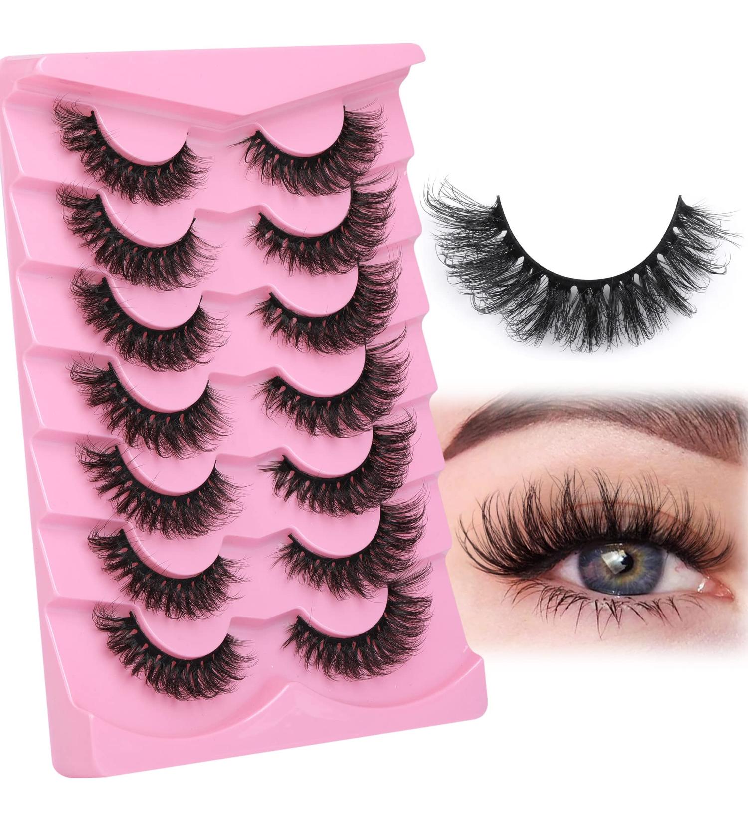 Fanxiton 5D Faux Mink Cat Eye Lashes 18mm - 7 Pairs Pack - Buy Online on GoSupps.com
