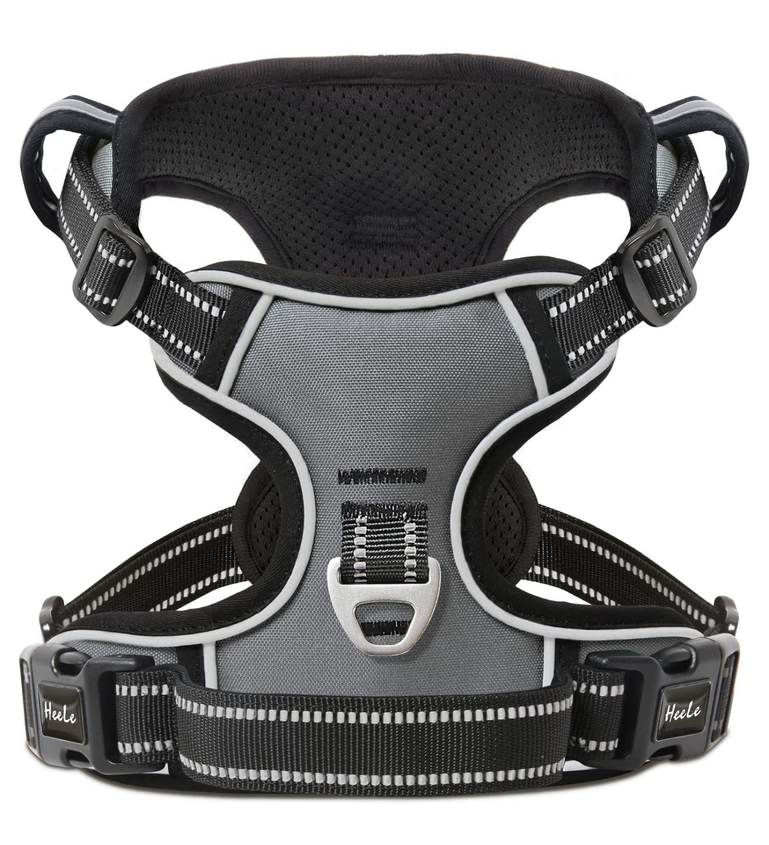 Heele Dog Crockery & No-Pull Harness | Adjustable Reflective Dog Dishes for Large Dogs - Gray XL - Buy Online on GoSupps.com