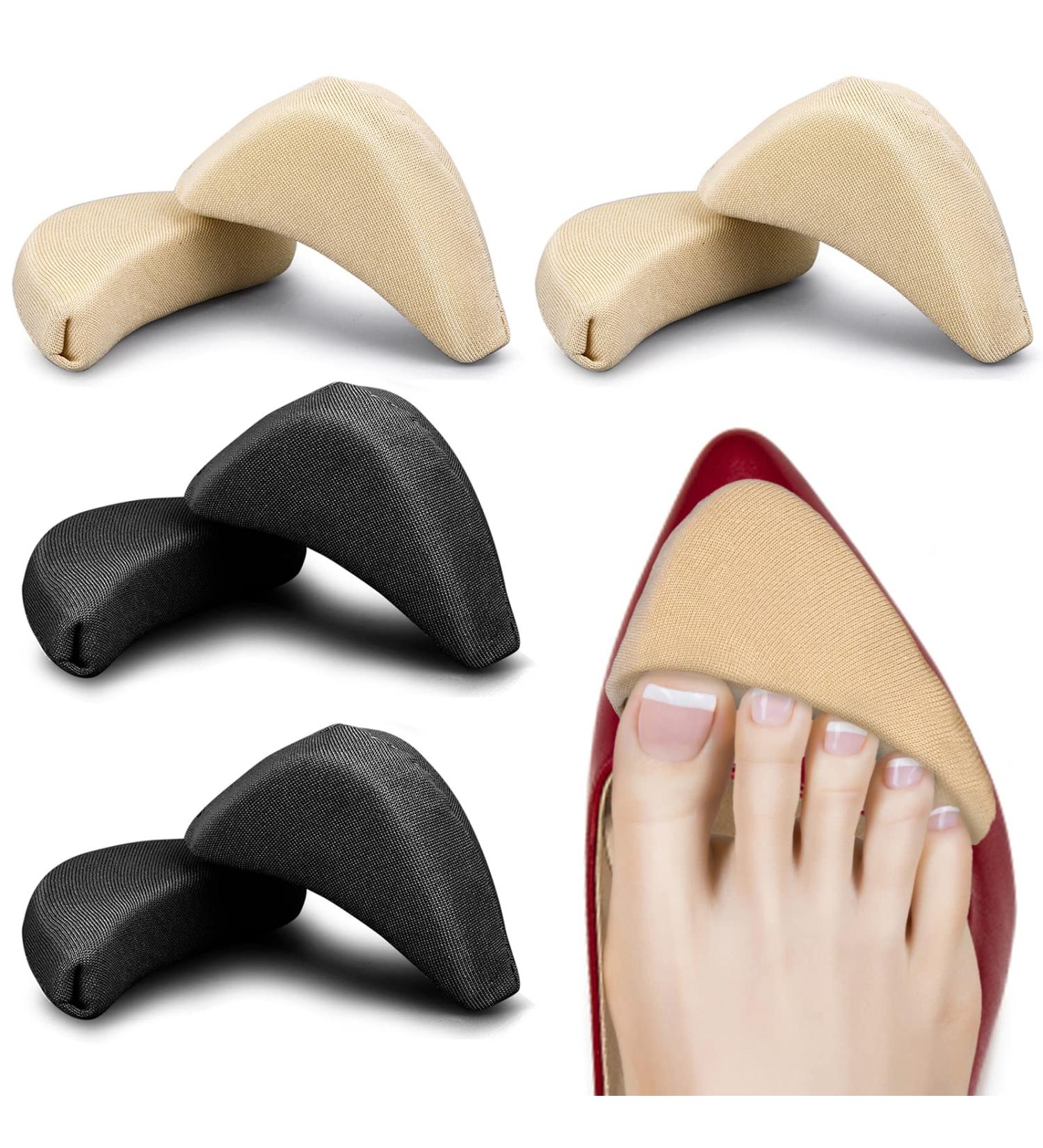 Soft Sponge Adjustable Shoe Filler Big Toe Plug Foot Brace Pads - 4 Pairs Skin & Black Inserts for High Heels - Relieve Foot Pain & Make Shoes Fit Better - Unisex Design - Buy Online on GoSupps.com