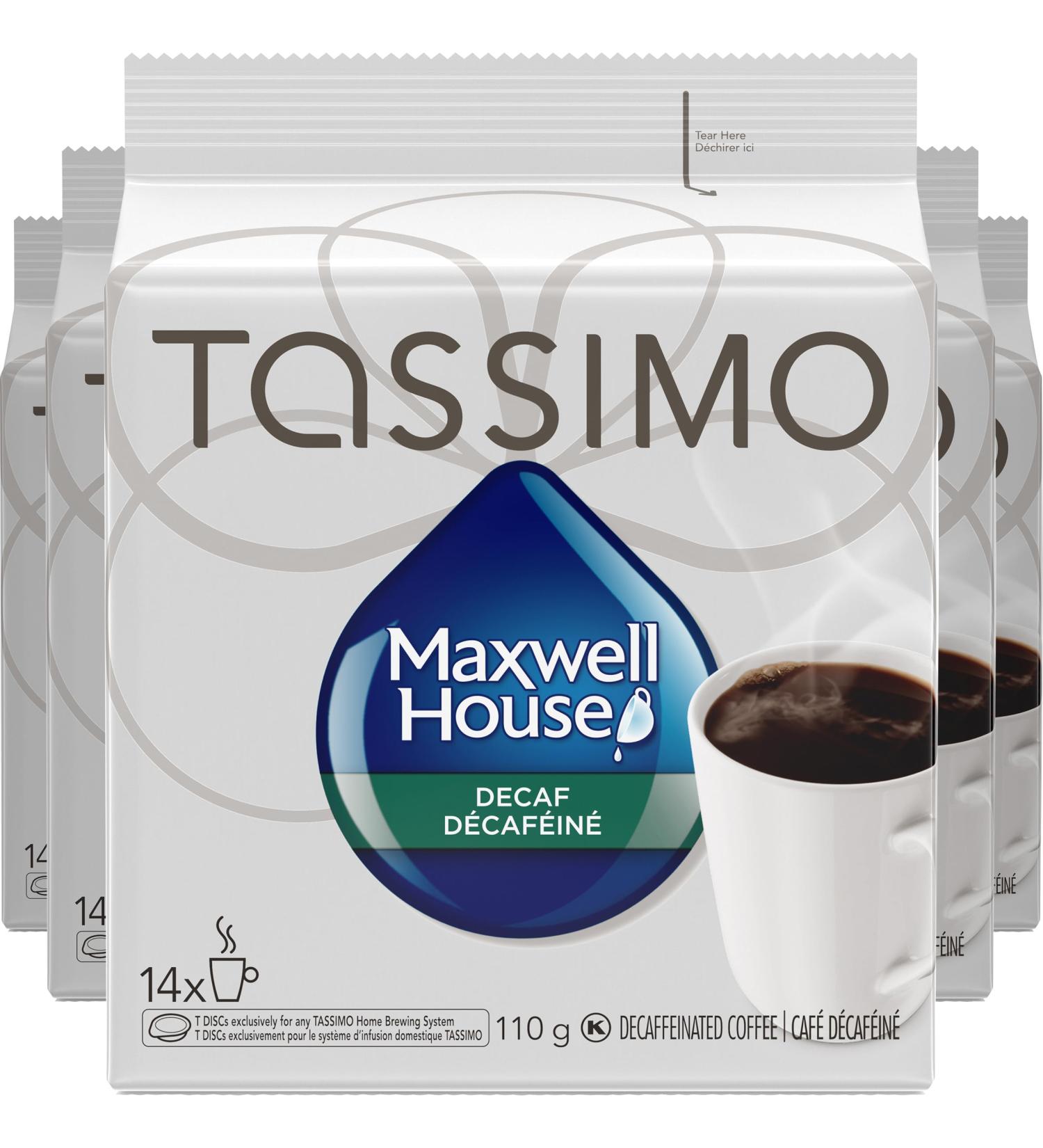 Tassimo Maxwell House Decaffeinated Coffee Single Serve T-Discs 110g (5 Boxes of 14 T-Discs) - Buy Online on GoSupps.com