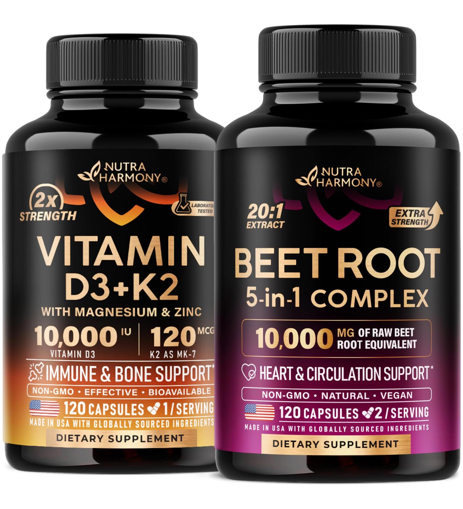 NUTRAHARMONY Vitamin D3 K2 & Beet Root Capsules