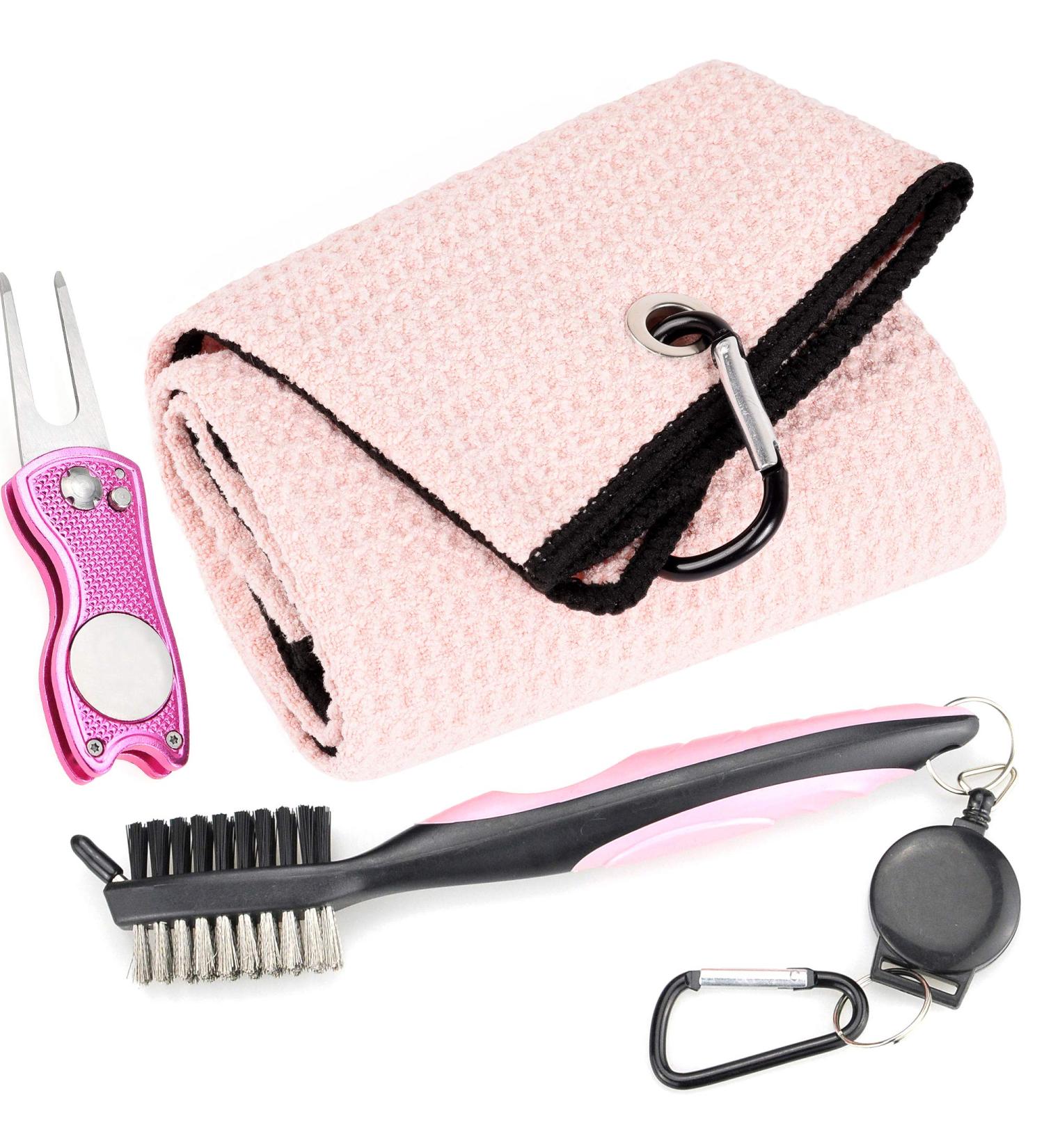 Mile High Life Pink Golf Towel, Club Groove Cleaner Brush & Foldable Divot Tool Set - Buy Online on GoSupps.com
