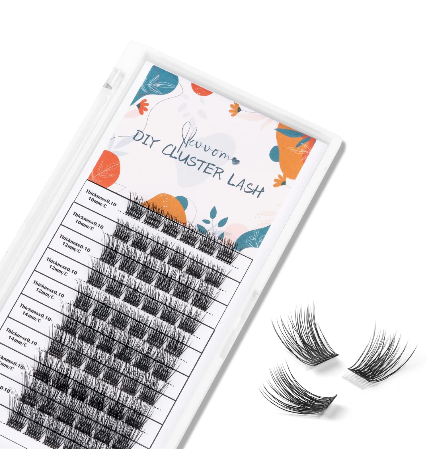 Lash Clusters IKVVOM 60 Pcs 10-16mm Reusable Individual Eyelash Extensions | Natural Wispy Volume False Eyelashes | DIY Fluffy Mixed Cluster Lashes - Buy Online on GoSupps.com