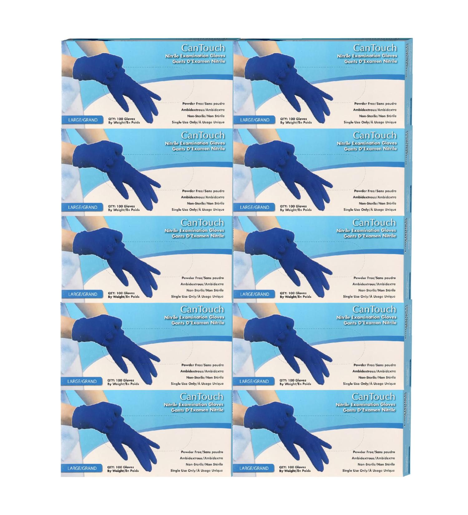 Can Touch Nitrile Glove Powder Free 1000 Pcs/Case Textured 3.5 gm Food Salon Cleaning Large - Buy Online on GoSupps.com