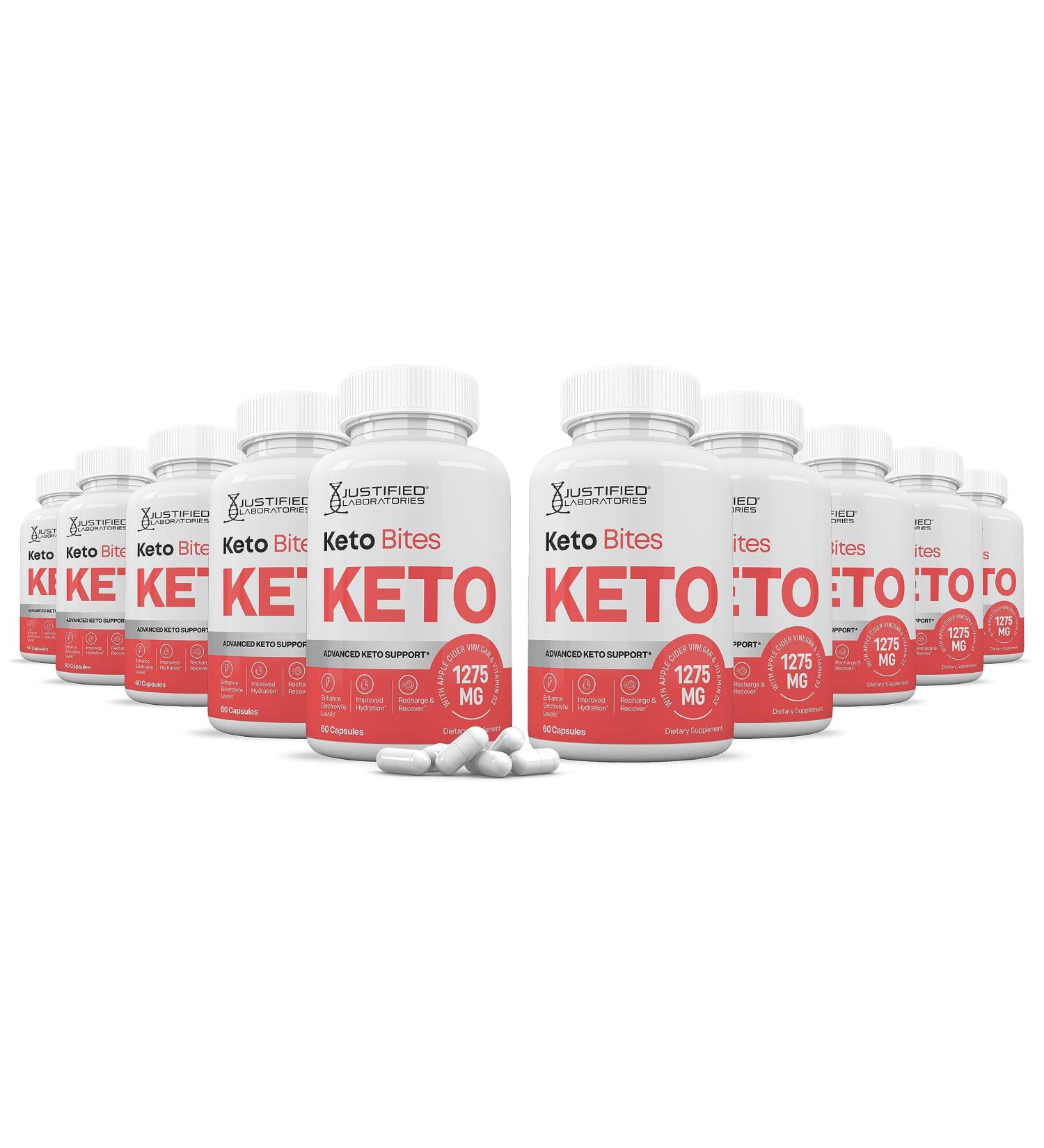 Justified Laboratories (10 Pack) Keto Bites ACV Pills 1275MG Formulated with Apple Cider Vinegar Keto Support Blend Alternative to Gummies 600 Capsules - Buy Online on GoSupps.com