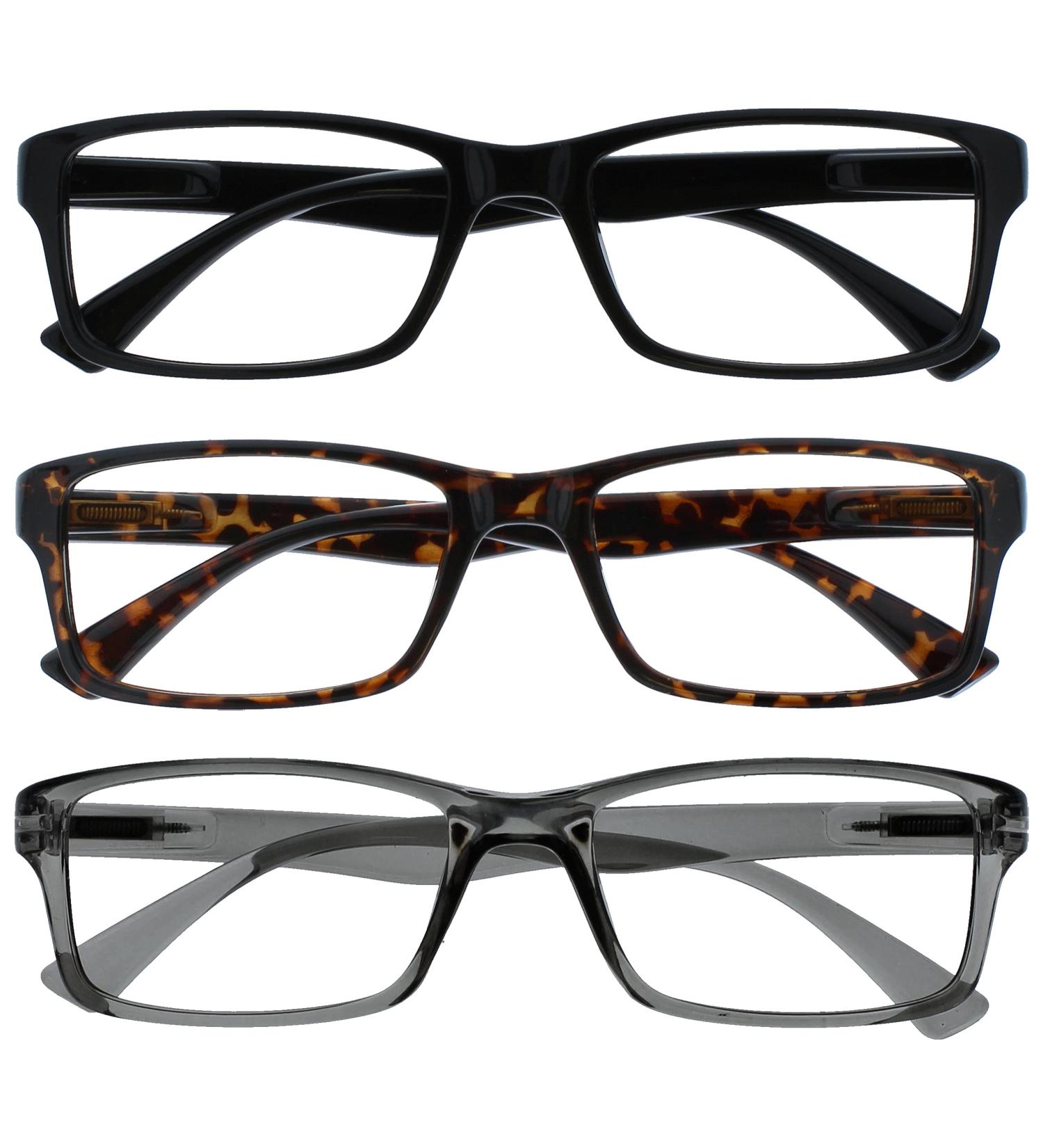 Opulize Unisex PEP Reading Glasses (4 Pack) - +1.50 Diopters in Black Brown & Grey - Stylish Durable & Lightweight - Buy Online on GoSupps.com