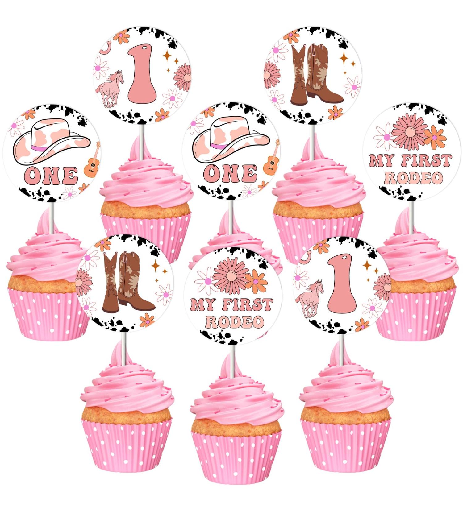 Fangleland 24Pcs Cowgirl 1st Rodeo Cupcake Toppers My First Rodeo Birthday Cake Decorations for One Year Old Girl Western Cow Print Groovy 70s 80s Daisy Theme Cupcake Picks Bday Party Supplies - Buy Online on GoSupps.com