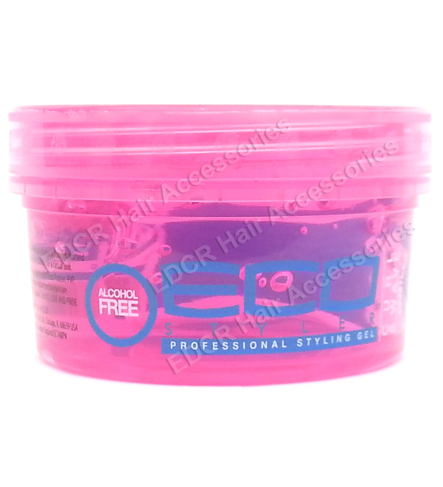Eco Professional Curl & Wave Styling Gel Firm Hold All Hair Types 8 oz Pink