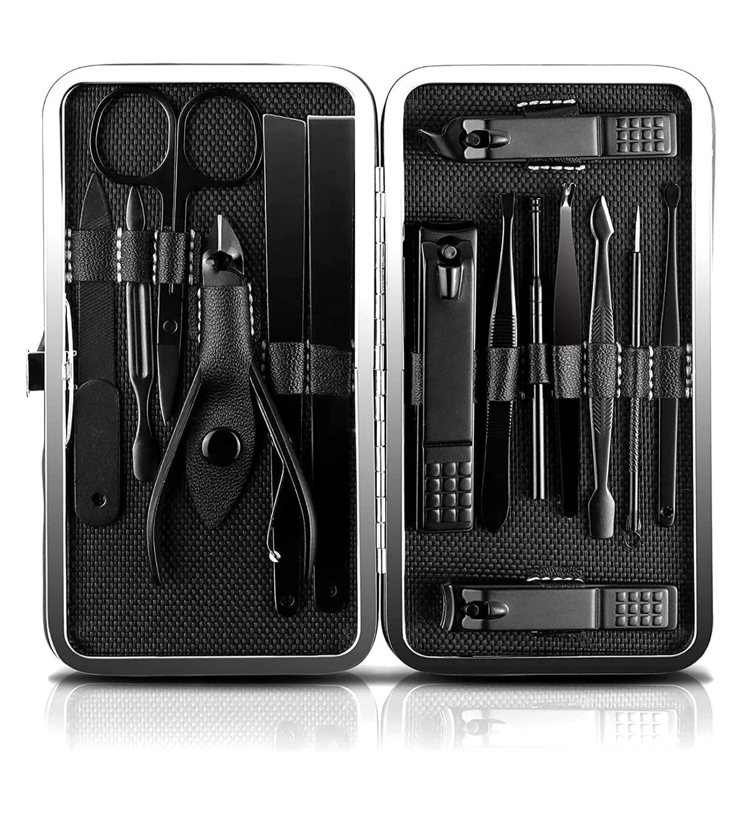 JamBer Manicure Set - 15 in 1 Stainless Steel Professional Grooming Kit for Thick Nails - Nail Clippers, Scissors, Pedicure Set - Cuticle Remover, Toe Nail Care - Travel Tool Kit - Mother's Day Gift - Buy Online on GoSupps.com