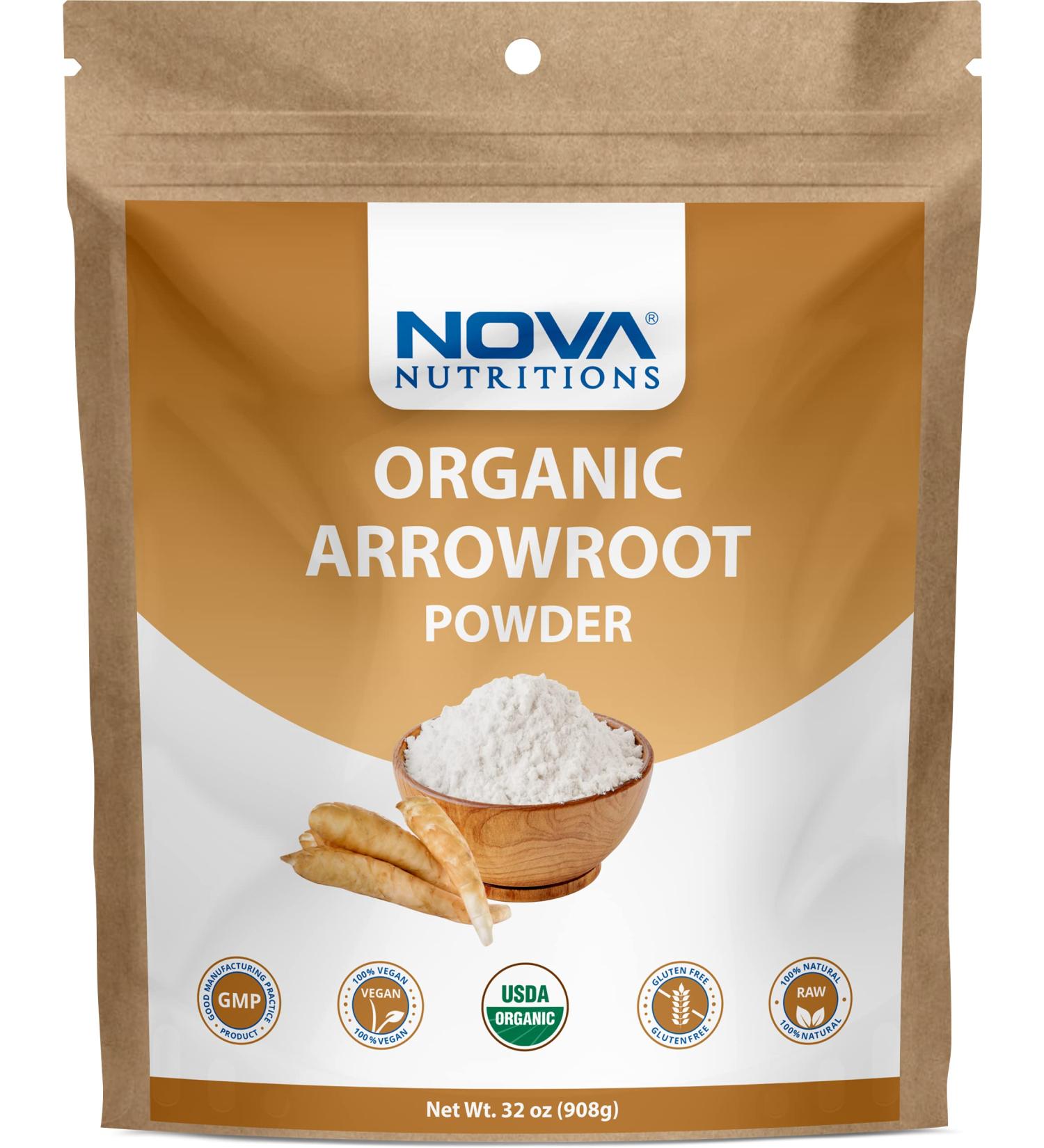 Organic Arrowroot Powder 32 OZ - Natural Thickener by Nova Nutritions - Buy Online on GoSupps.com