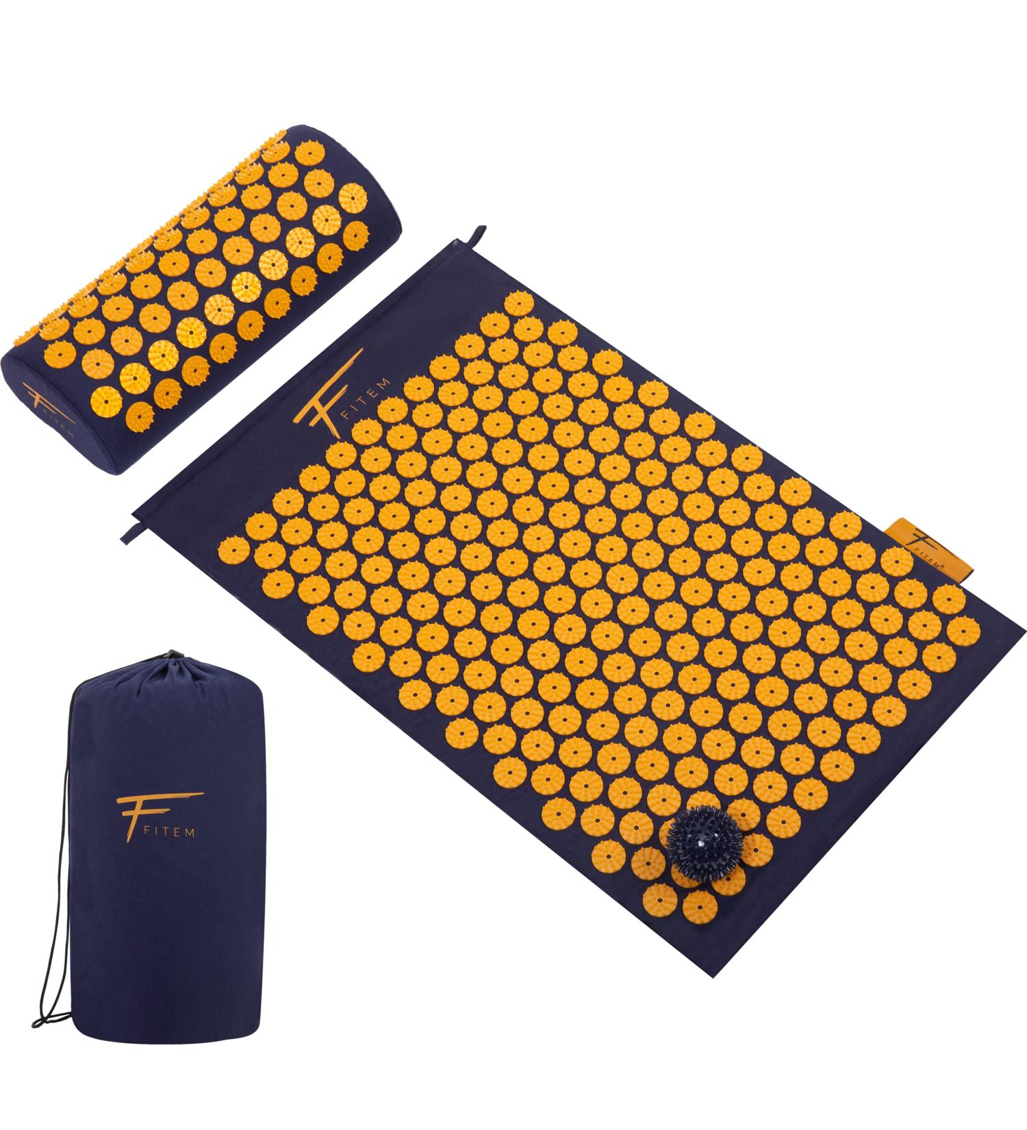 Fit Acupressure Set - Pad Pillow Bag & Massage Ball for Back & Neck Pain Relief | Muscle Relaxation (Blue-Orange) - Buy Internationally - Buy Online on GoSupps.com