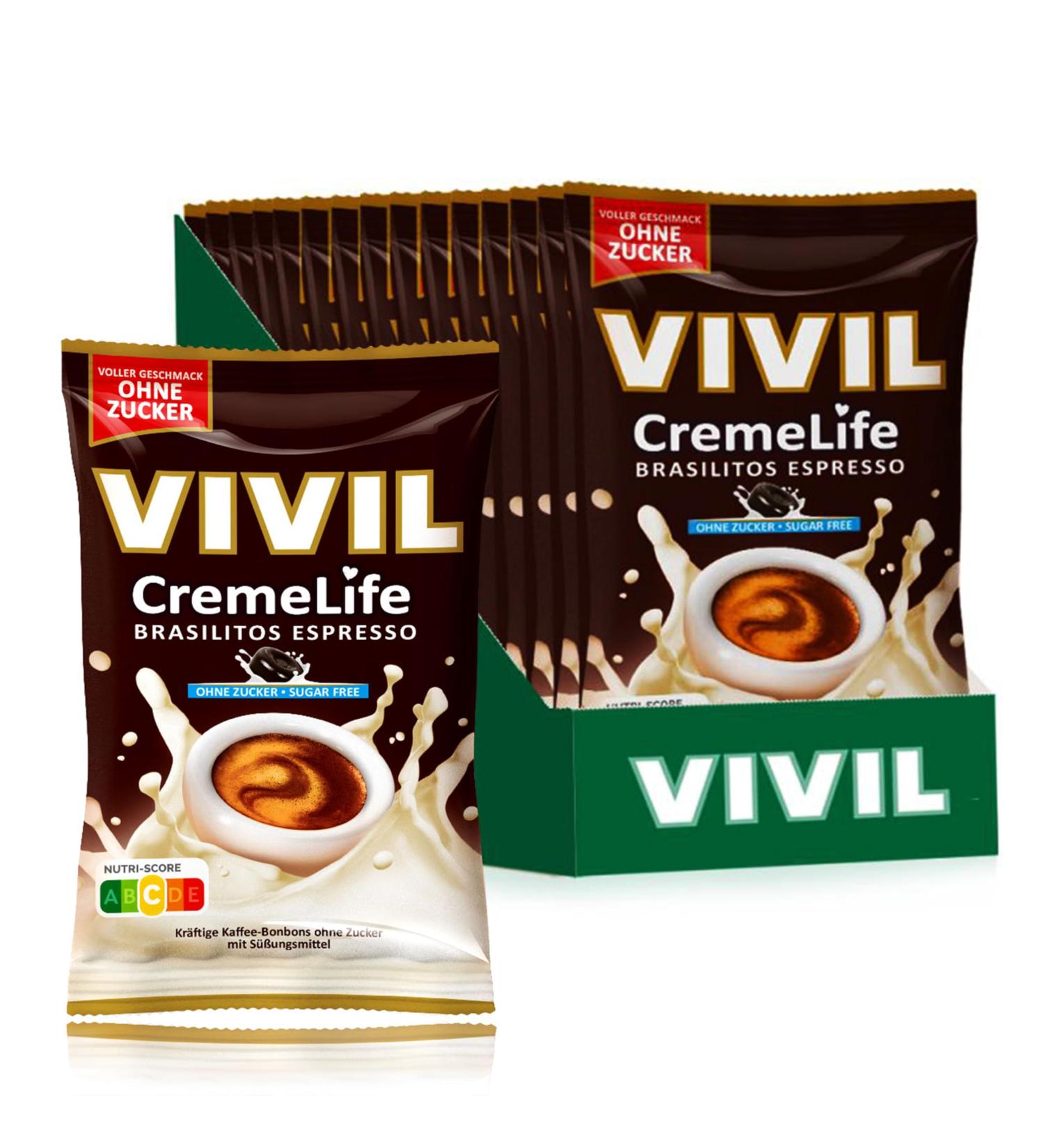 Vivil Creme Life Brasilitos Espresso - 15 Sugar-Free Coffee Cream Bonbons (110g) | Strong Flavor & International Shipping - Buy Online on GoSupps.com