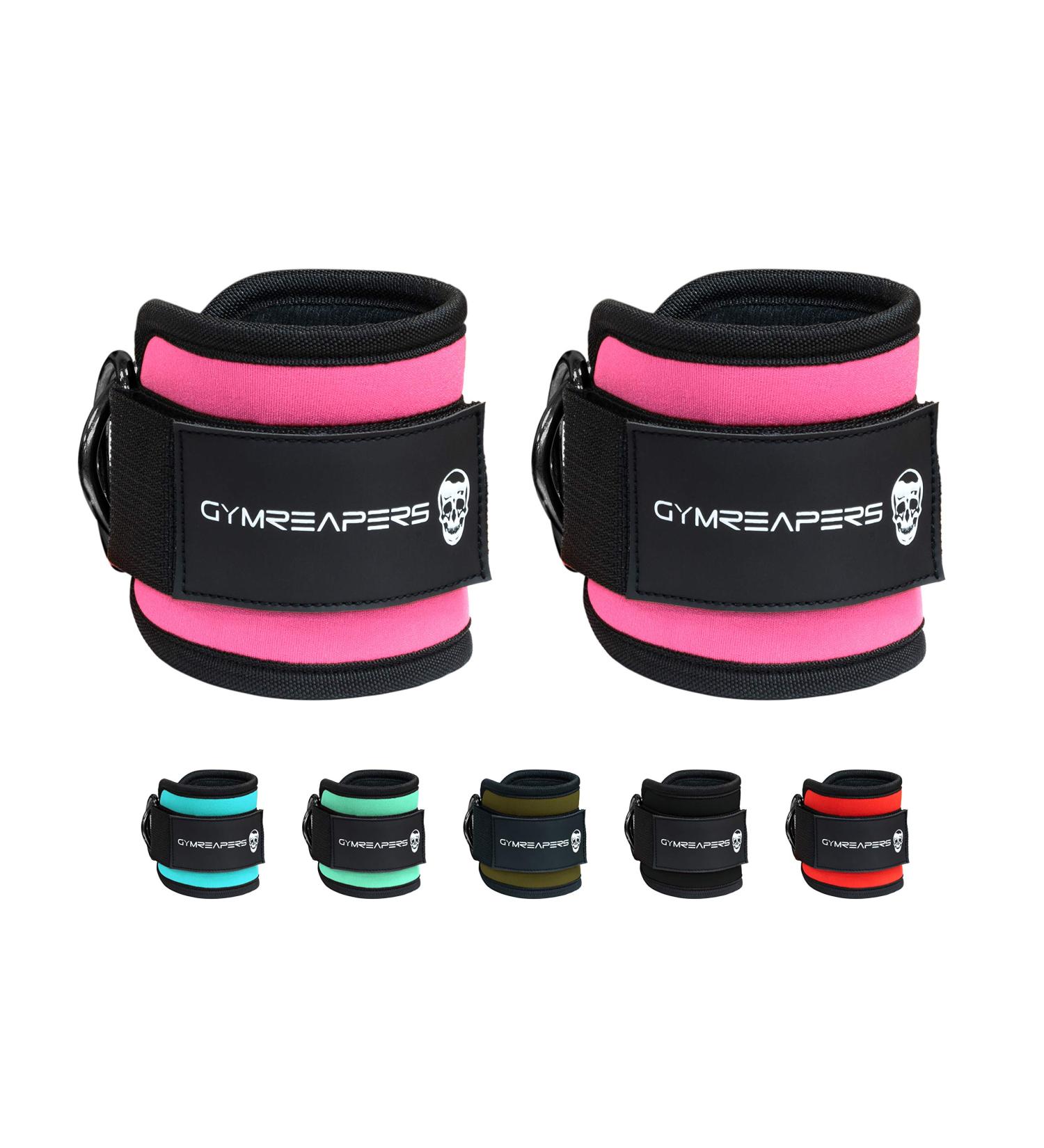 Ankle Straps for Cable Machine - Adjustable Leg Straps for Glute Workouts - Pink Pair - Buy Online on GoSupps.com