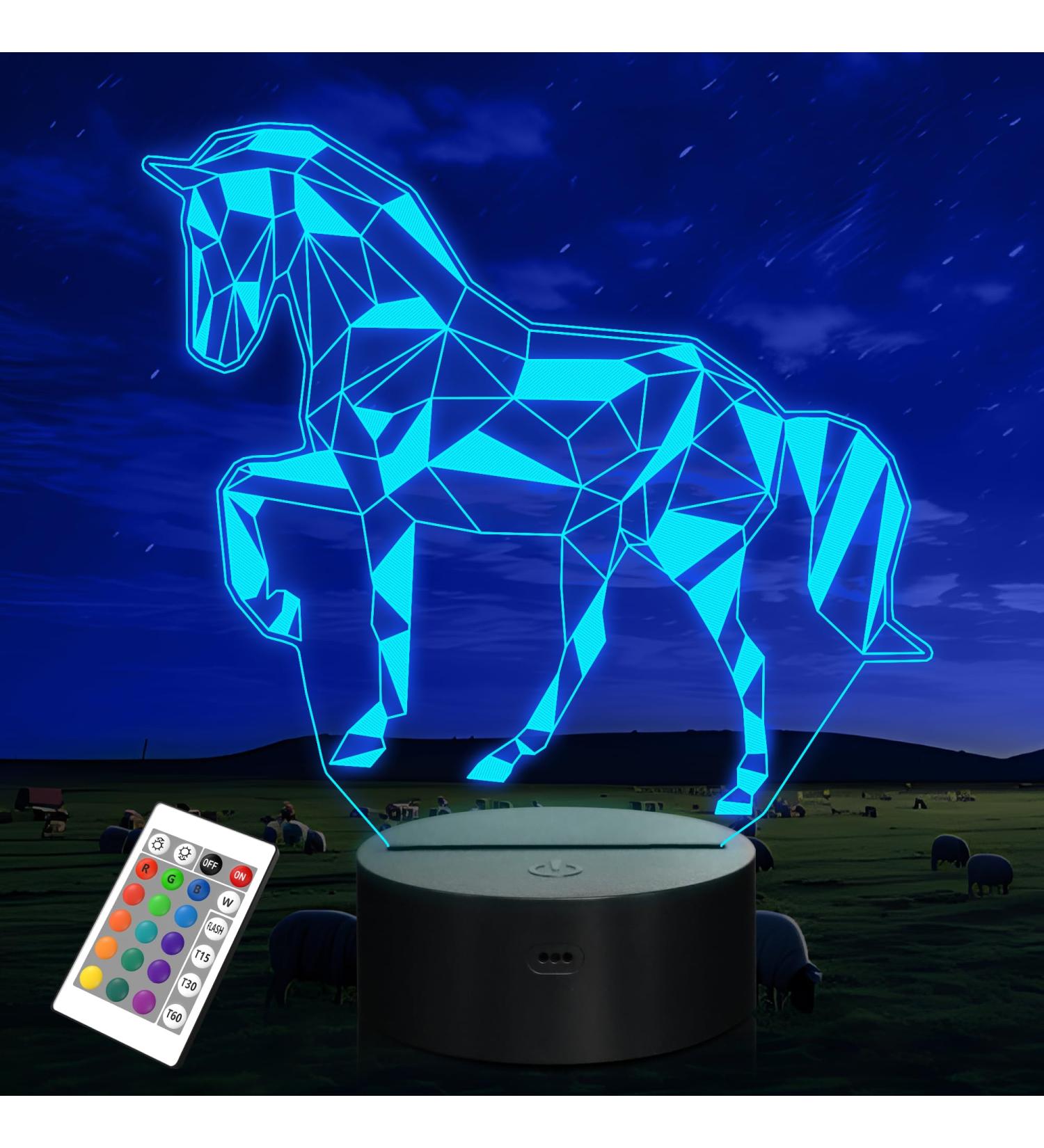 Coopark Nachlichter 3D Horse Illusion Bedside Lamp | 16 Color Remote Control | Best Gifts for Children & Baby Boys | Unique Birthday Presents - Buy Online on GoSupps.com