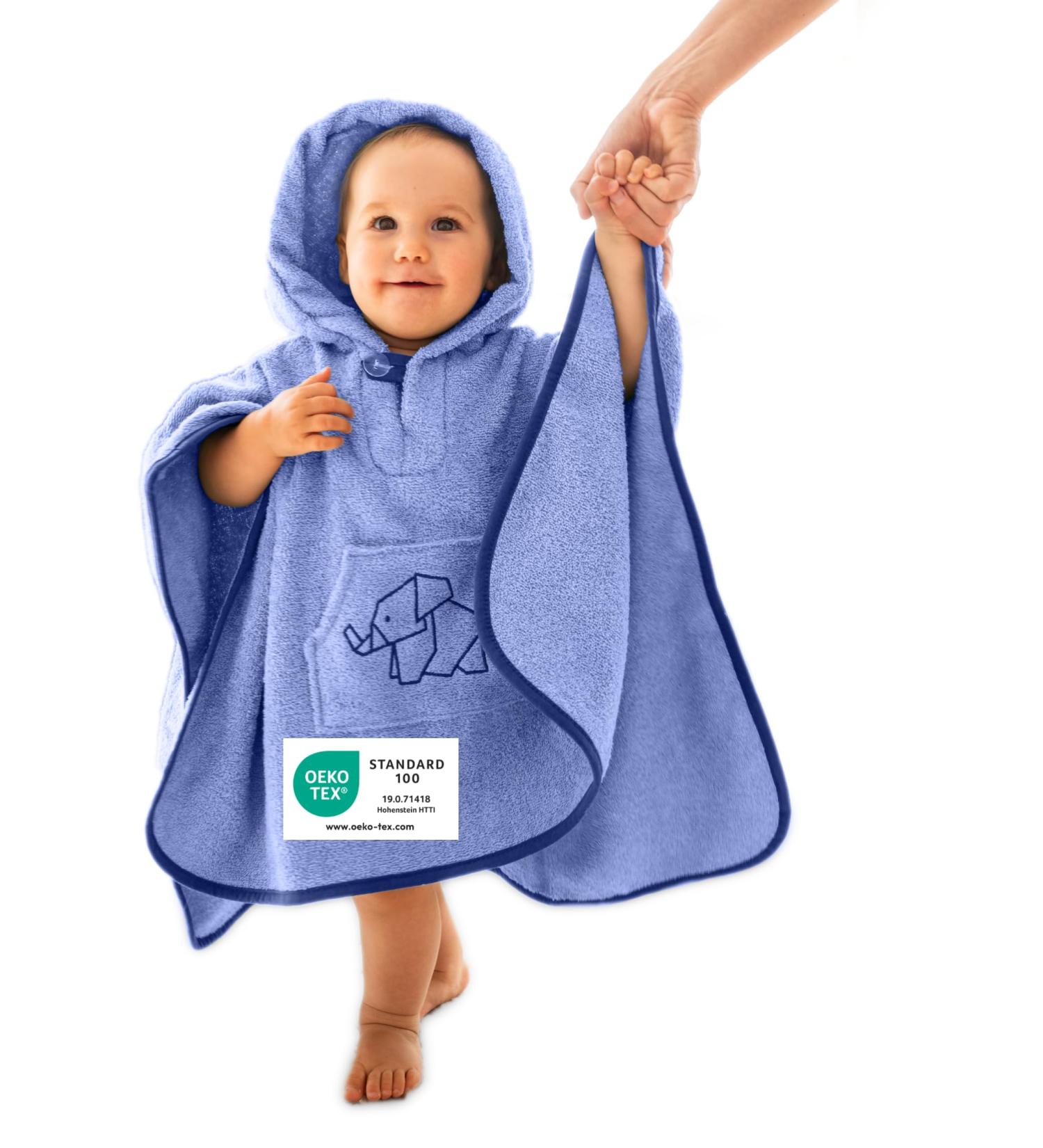 ULLENBOOM Bateponcho Babil | 100% Cotton Terry Bath Towel & Robe for Kids (1-3 Years) - Oeko-Tex Certified EU Made Blue - Buy Online on GoSupps.com