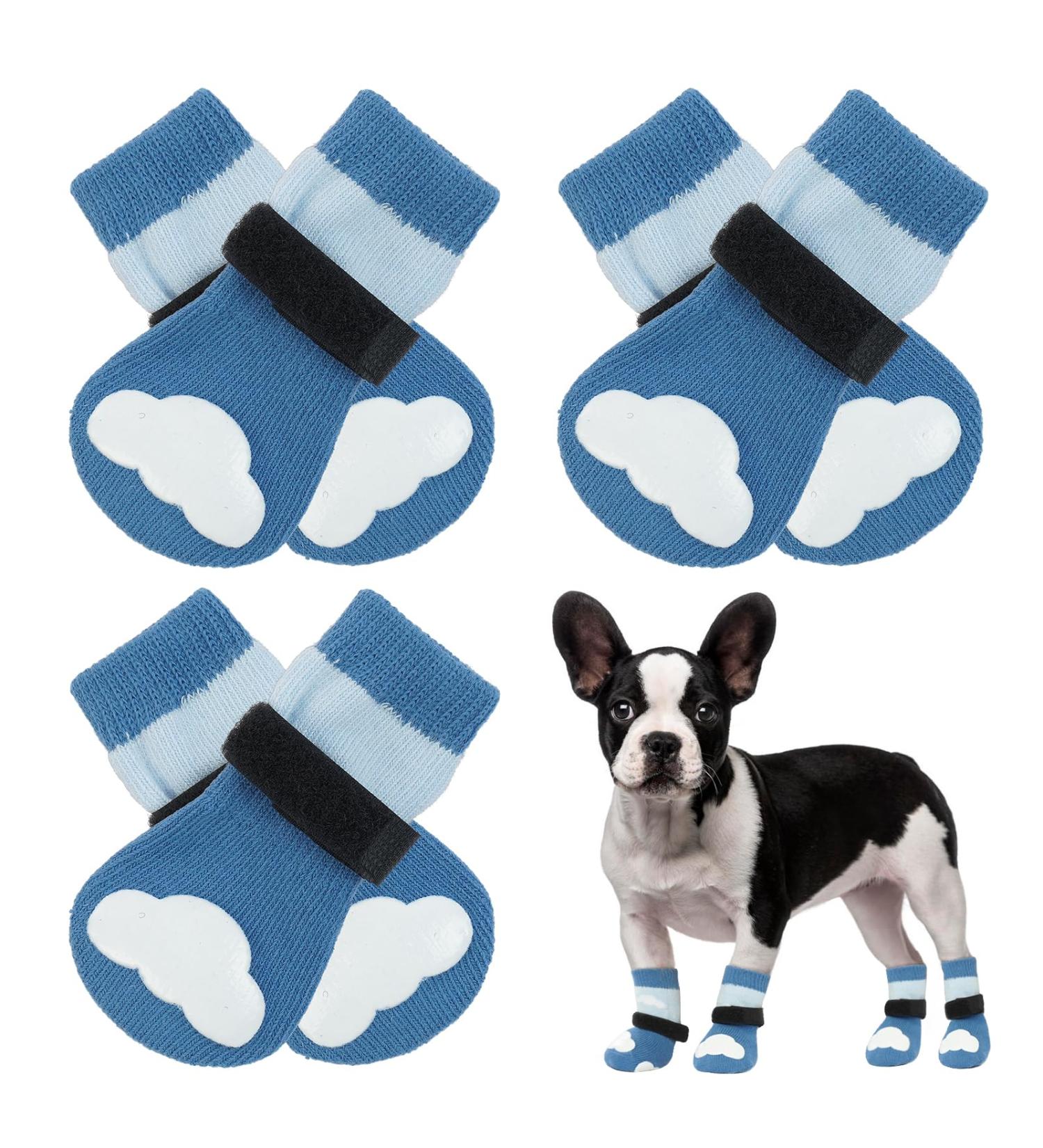 Kuoser Anti-Slip Dog Socks - 3 Pairs Paw Protection for Hardwood Floors | Blue S - 6-Pack - Buy Online on GoSupps.com