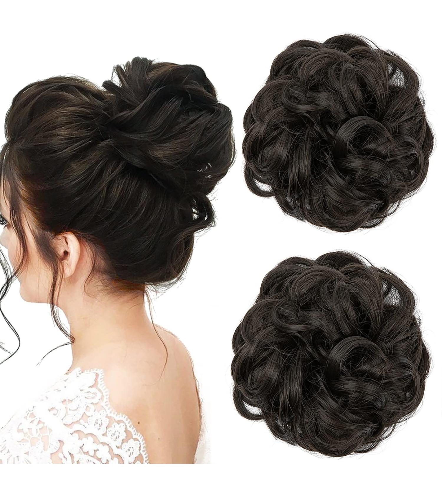 Jjstar 2-Piece Hair Part Kit with Rubber Bands - Perfect for Updos & Messy Buns | Women & Girls Ponytail Extensions in Black & Brown - Buy Online on GoSupps.com