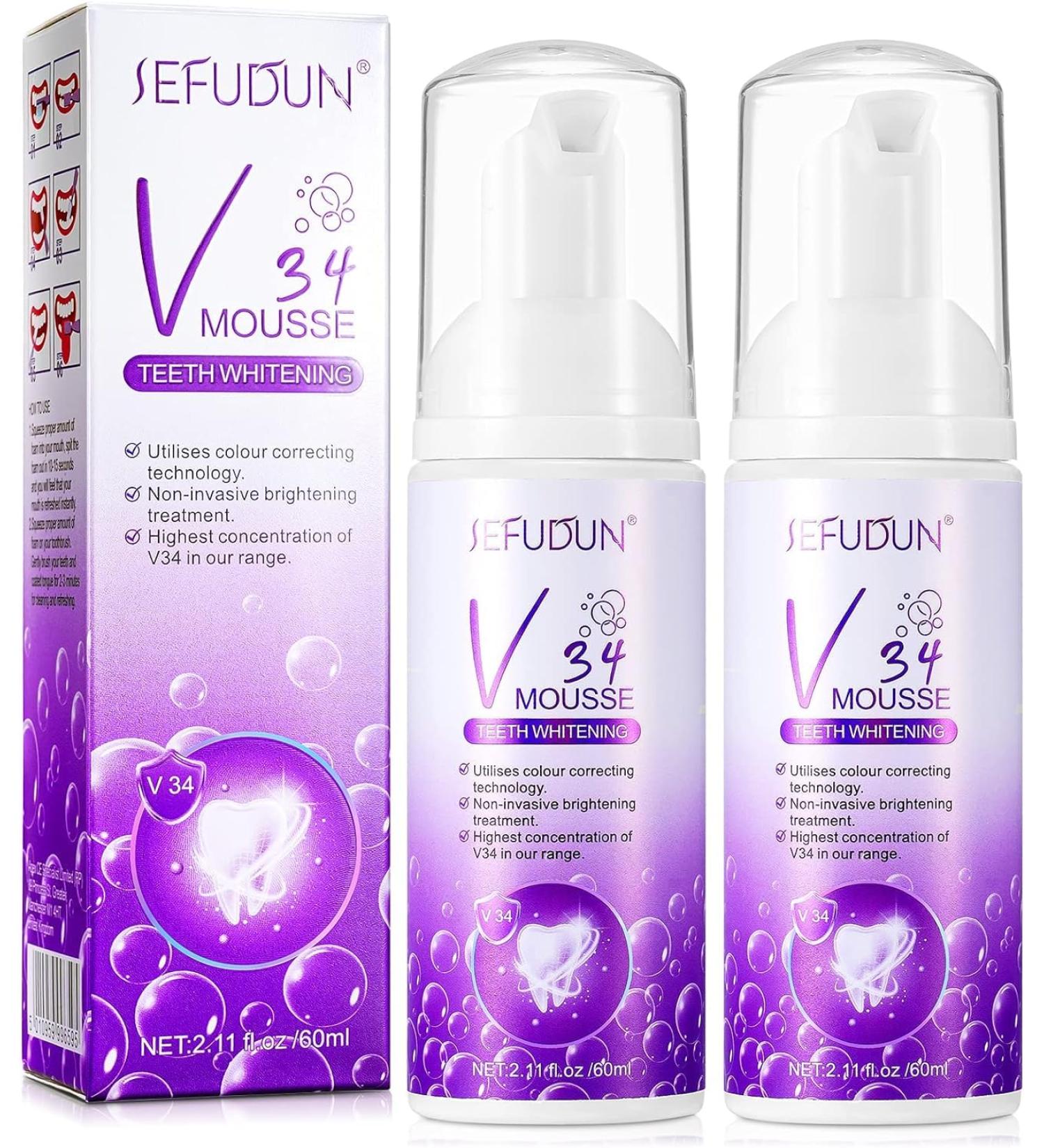 V34 Purple Toothpaste - Whiten Teeth & Remove Stains | 2 x 60ml Color Correction Tooth Color Corrector - Buy Online on GoSupps.com