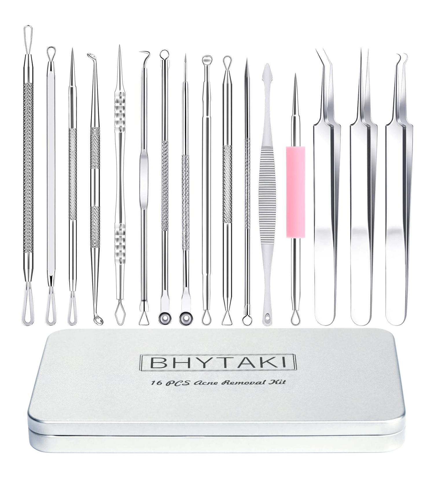 Blackhead Remover Tools 2023 - 16 PCS Pimple Popper Kit for Acne & Blemish - Premium Stainless Extractor Tool in Metal Box - Buy Online on GoSupps.com