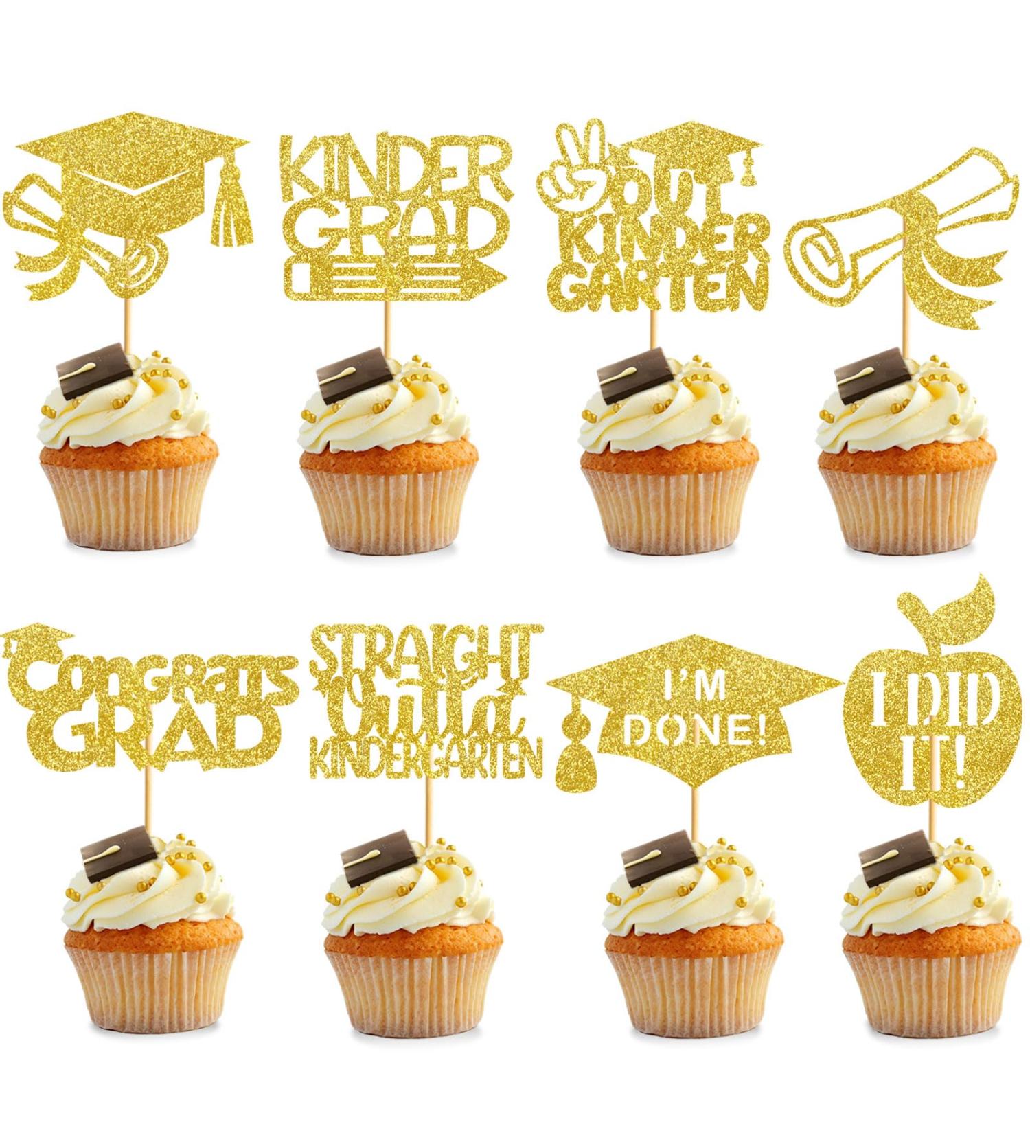 24Pcs Gold Kindergarten Graduation Cupcake Toppers Kindergarten Graduation Cupcake Picks Kindergarten Graduation Cupcake Decorations Kindergarten Graduation Decorations - Buy Online on GoSupps.com