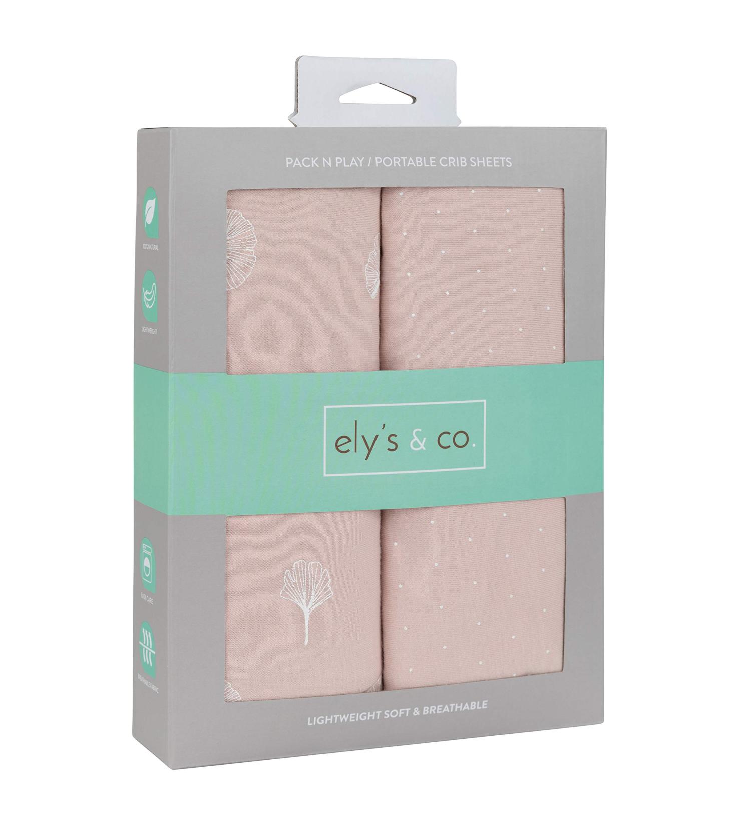 Elys & Co. Pack N PlayPlayardPortable Crib Sheet 2-Pack - Combed  100% Jersey Cotton for Baby Girl  Rosewater Pink  Pin Dots & Gingko Leaves Pink  White - Buy Online on GoSupps.com