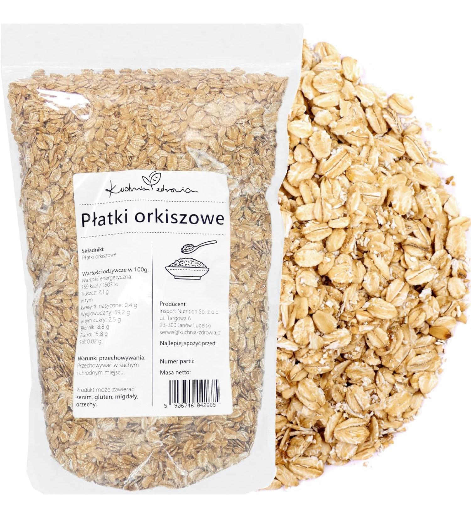  Kuchnia Zdrowia Kuchnia Zdrowia - Spelt Flakes - Breakfast - High Quality - Leak-proof packaging with zipper - Doypack: (1000 Grams) - Buy Online on GoSupps.com