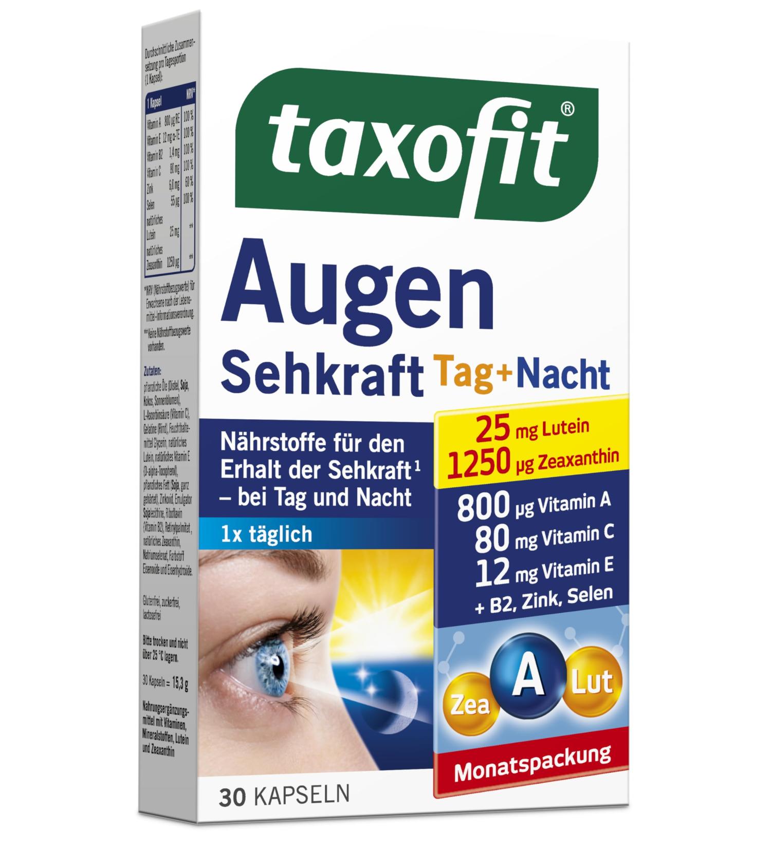 Taxofit Eyes Vision Day & Night Capsules - 30 Pieces | Optimize Eye Health Internationally - Buy Online on GoSupps.com