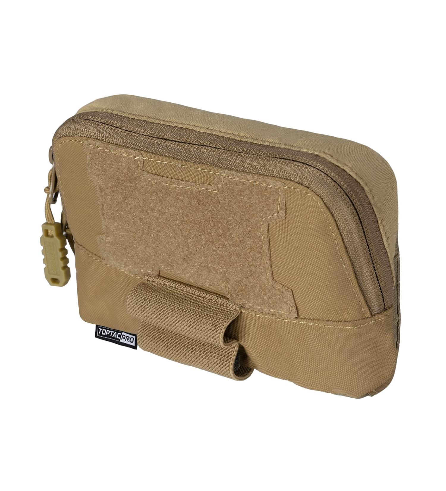 TOPTACPRO Tactical MOLLE Admin Panel Pouch - Small Chest Pouch for Tactical Vest - 500D Cordura Nylon - Coyote Brown - Buy Online on GoSupps.com
