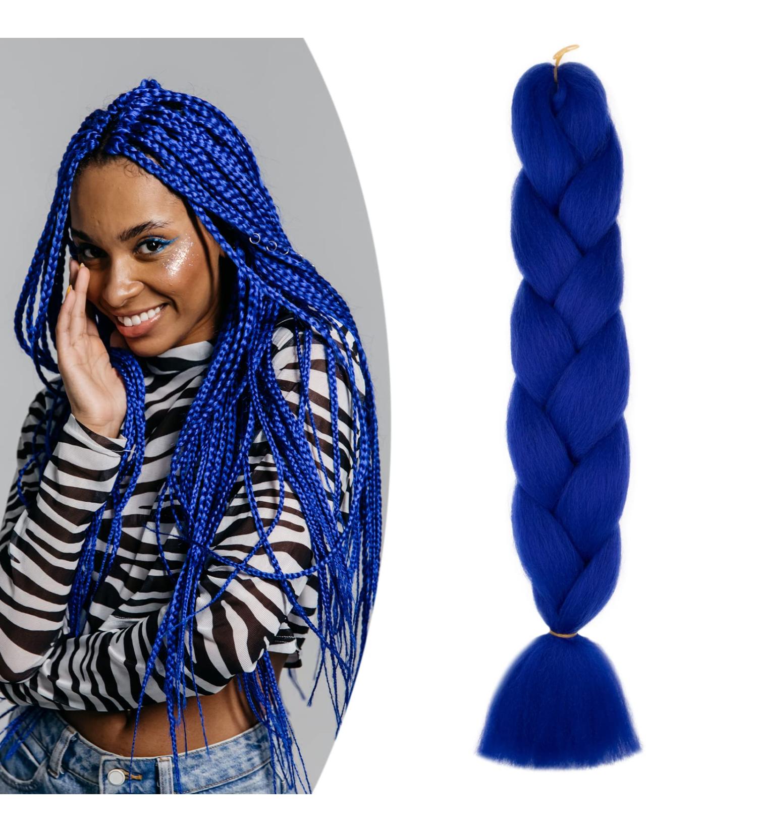 Gairyan Jumbo Braid Extensions - 60cm Ombre Synthetic Braids (Sapphire Blue) - 100g Afro Hair for Box Crochet Braids - 1 Piece - Buy Online on GoSupps.com