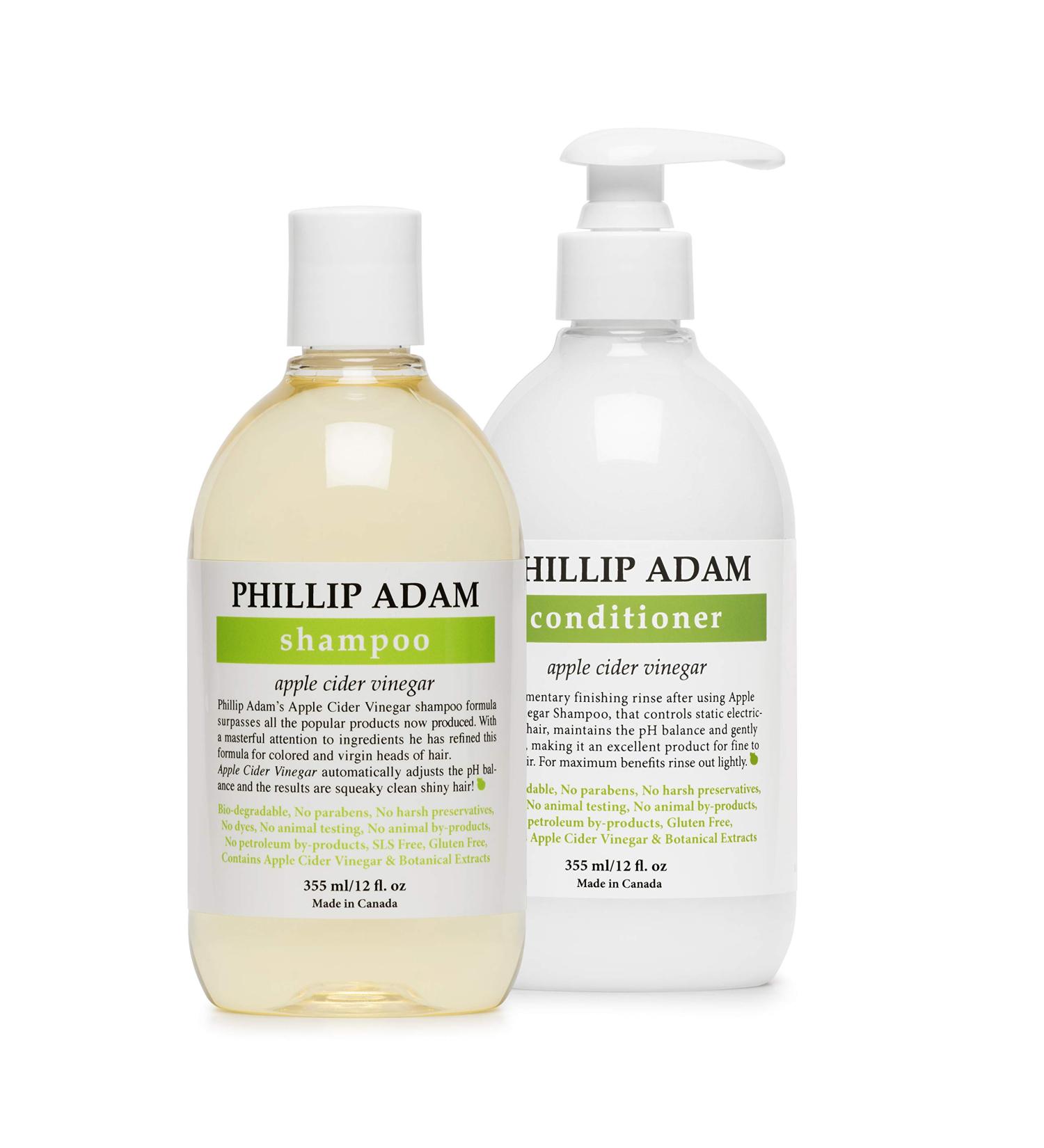 Phillip Adam Apple Cider Vinegar Shampoo and Conditioner Set for All Types of Hair - Sulfate Free - Nourishing & Moisturizing - 355ml Each 355 ml (Pack of 2) - Buy Online on GoSupps.com