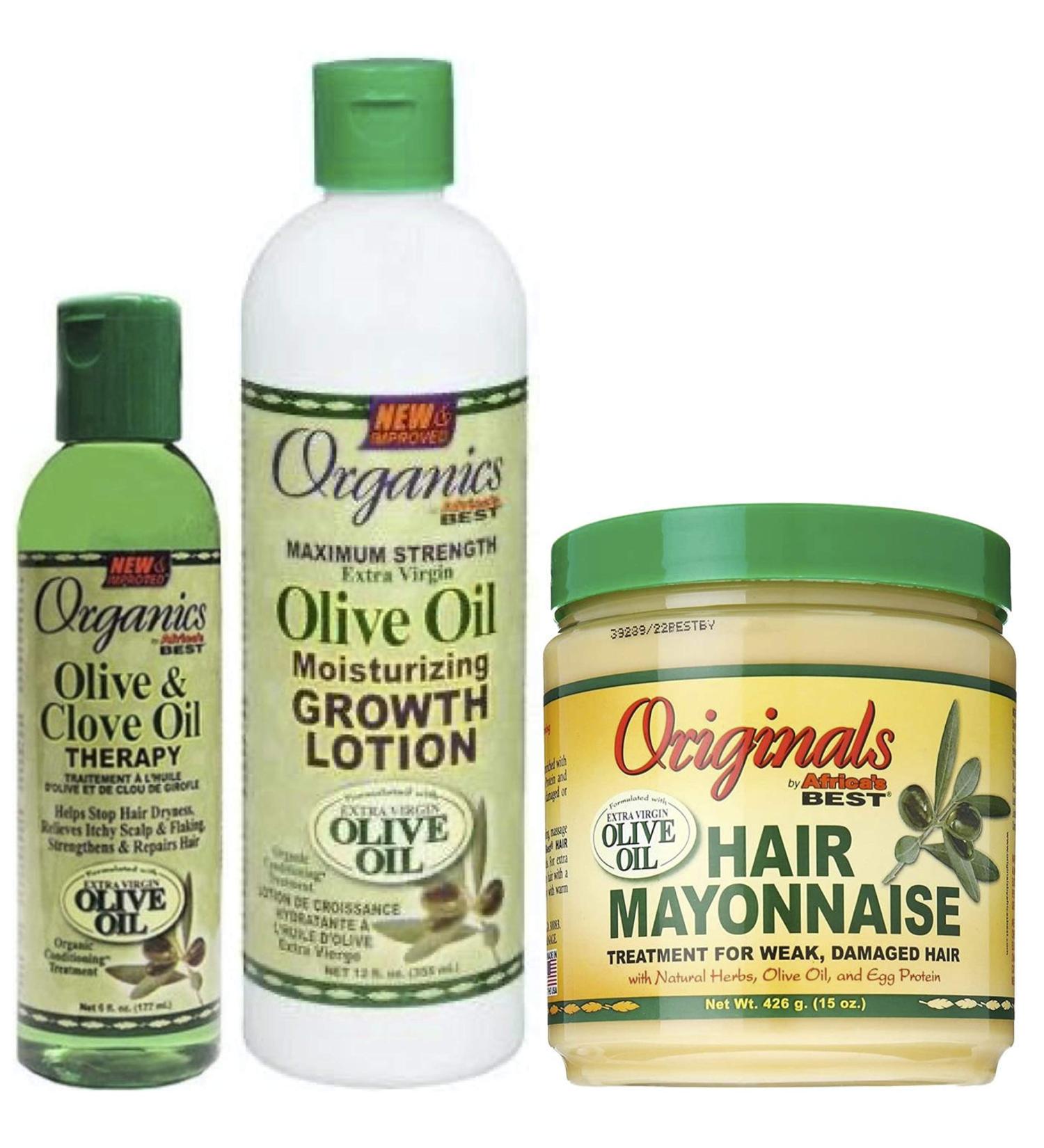 Africa's Best Organics Olive & Clove Oil Therapy Groth Lotion and Hair Mayonnaise (Set of 3) - Buy Online on GoSupps.com