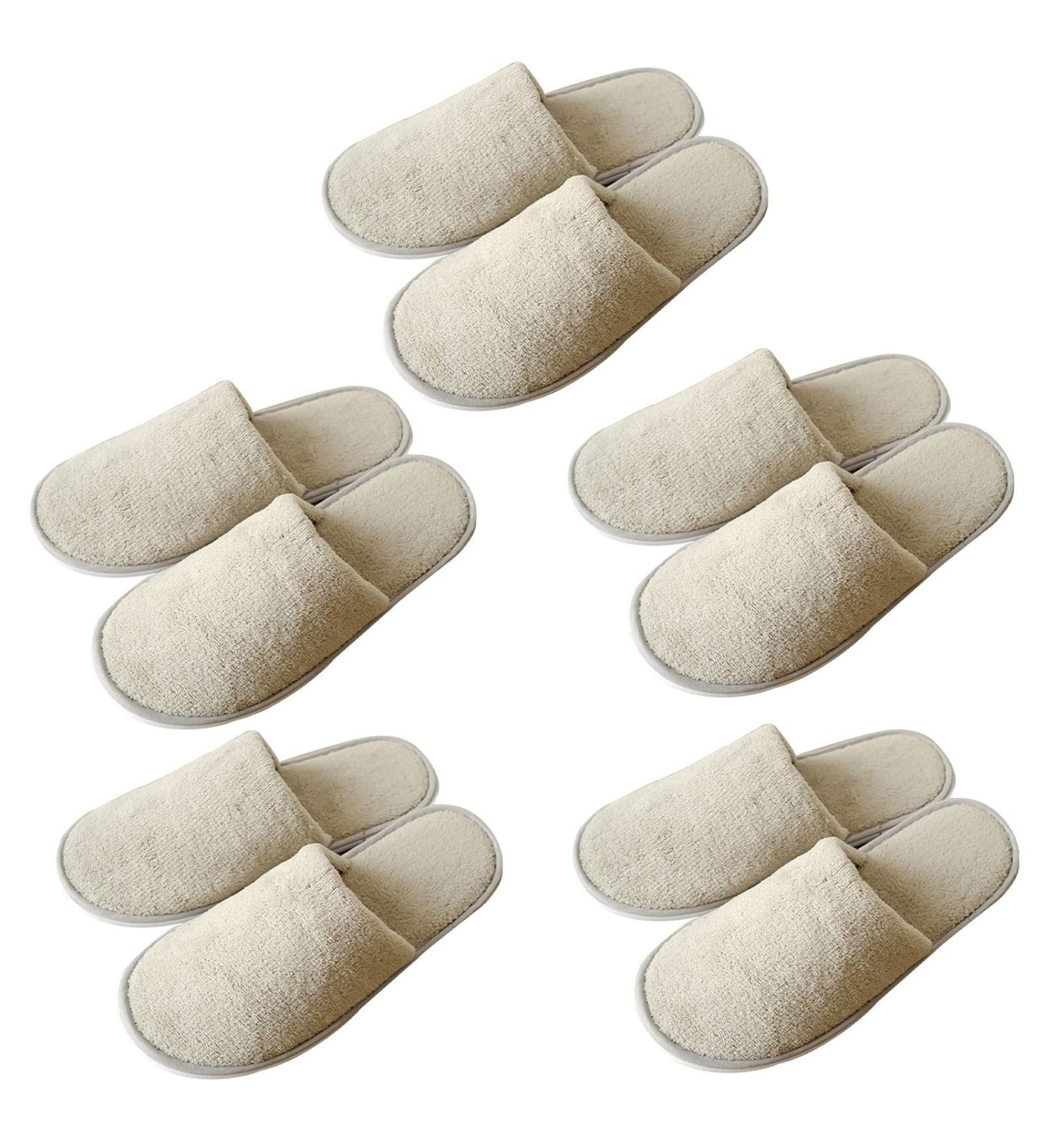 Fiyson 5 Pair Disposable Slippers - Fluffy Coral Fleece Slipproof Hotel & Travel Slippers for Guests (Gray Size 38 EU) - Buy Online on GoSupps.com
