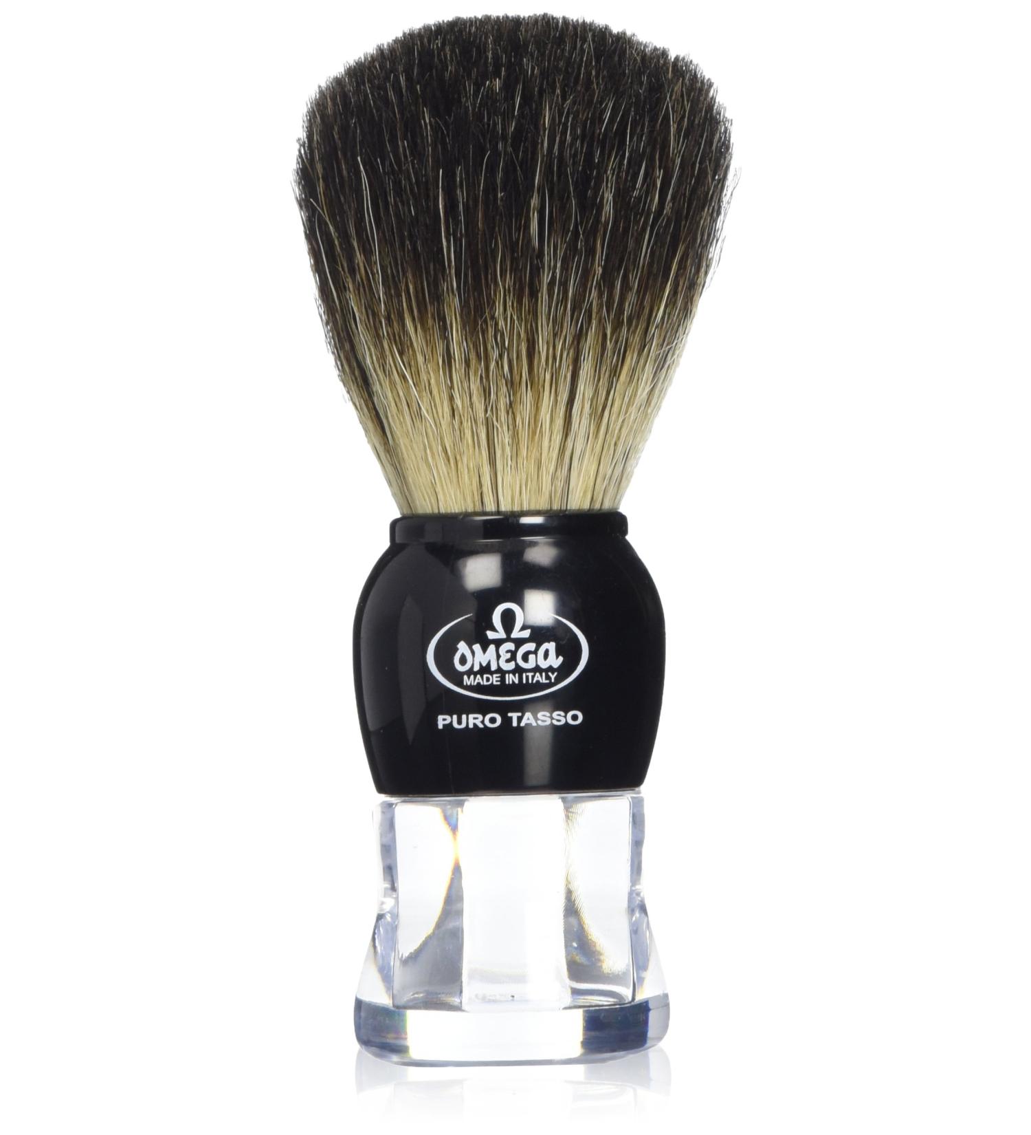 Omega 63167 Stripey 100-Percent Pure Badger Shaving Brush with Stand