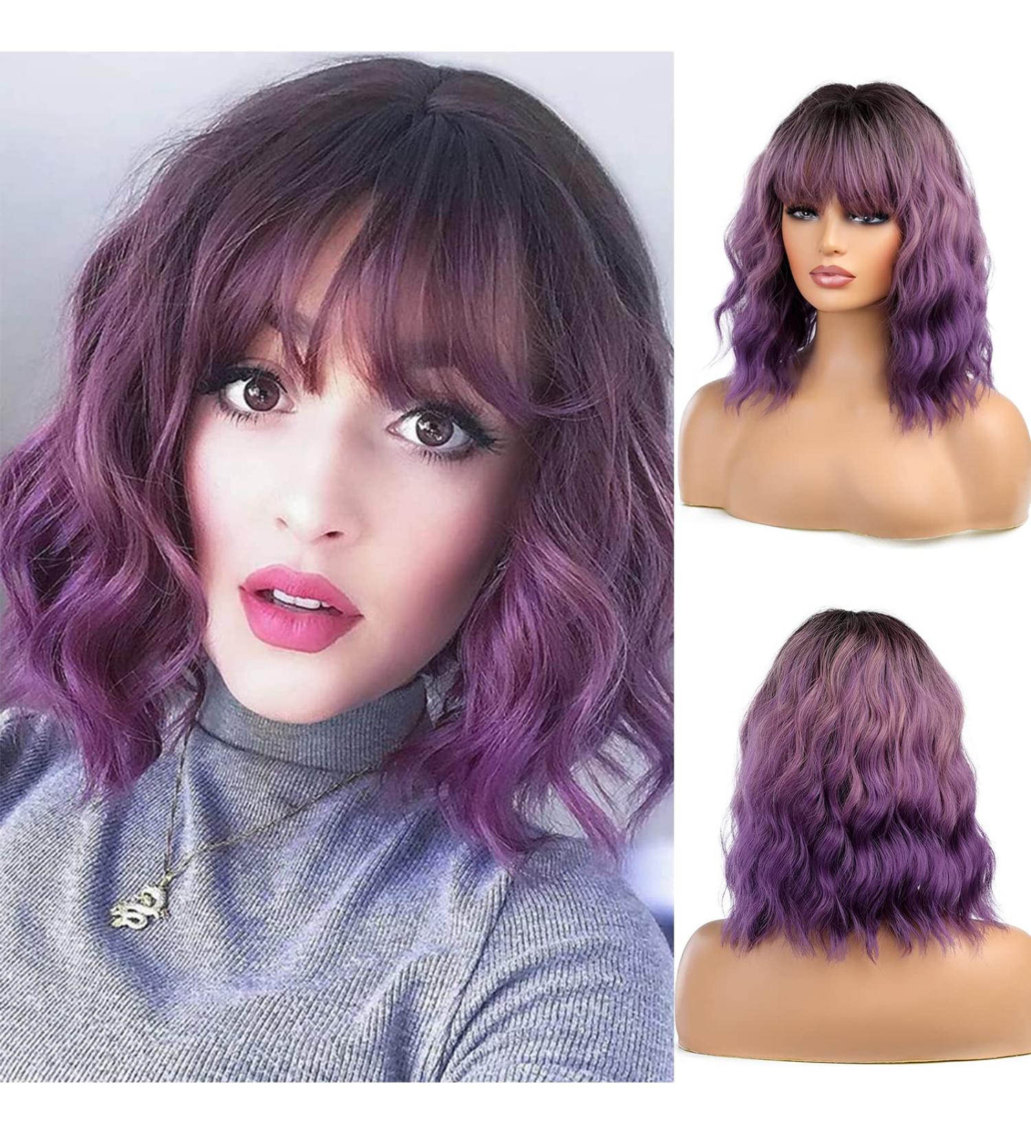 Esmee Ombre Violet Short Wig for Women | 14-Inch Heat-Resistant Synthetic Hair for Daily Wear & Cosplay - Buy Online on GoSupps.com