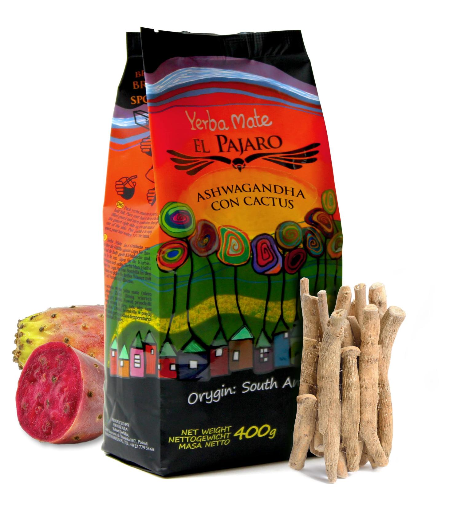 El Pajaro Yerba Mate Tea ASHWAGANDHA CON CACTUS Paraguayan Mate Tea sterke smaak 400 g - Buy Online on GoSupps.com