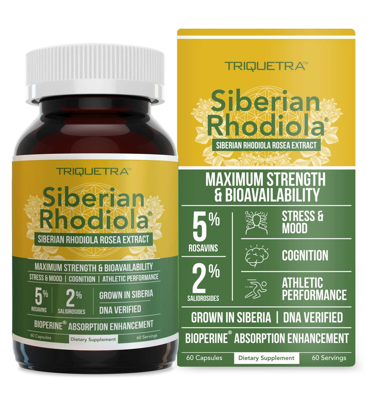 Max Strength Siberian Rhodiola | 5% Rosavins & 2% Salidroside | BioPerine Enhanced | DNA Verified | Stress Reduction, Energy Boost & Cognitive Enhancement | 60 Count - Buy Online on GoSupps.com