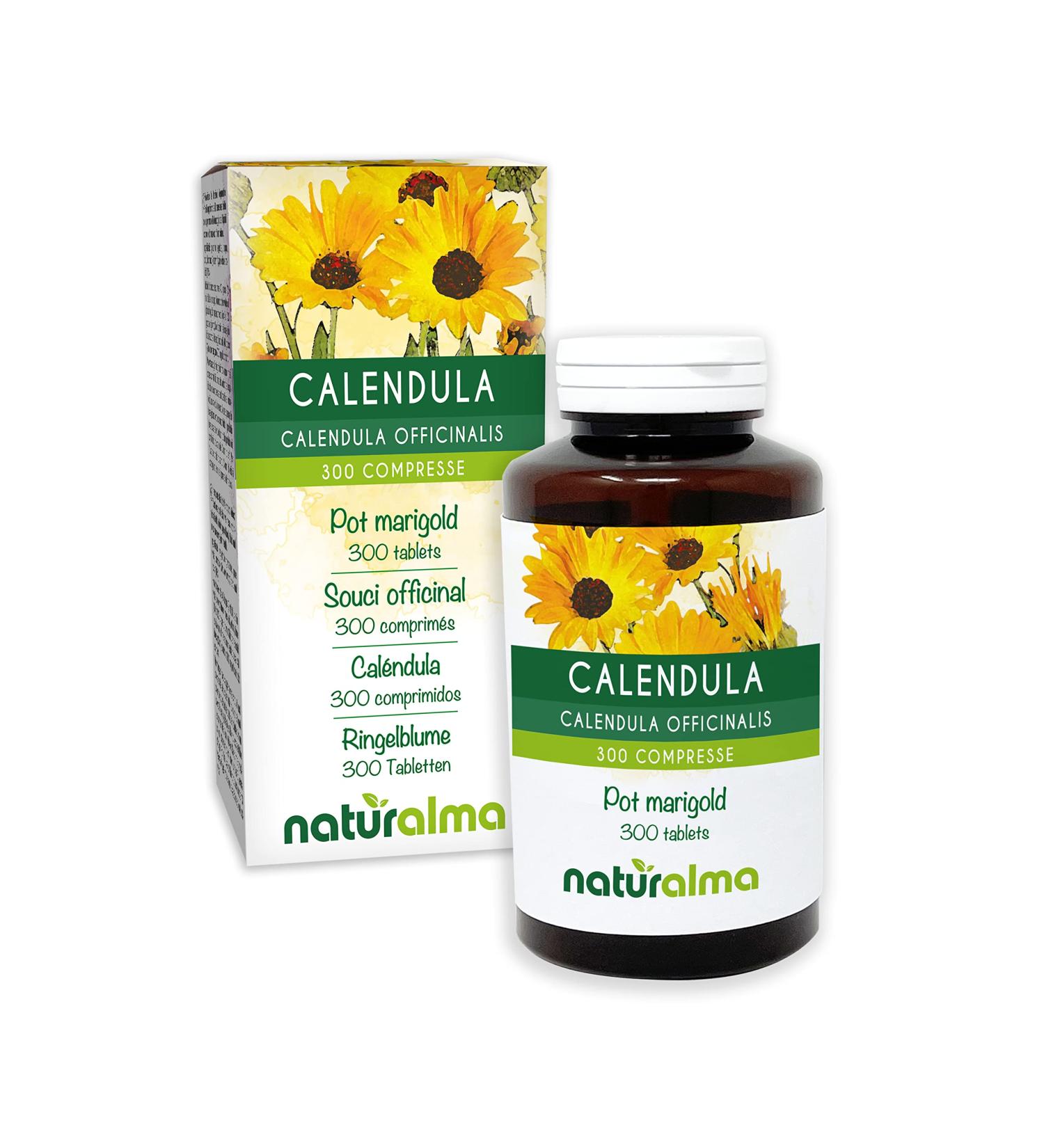 Marigold (Calendula officinalis) flower heads Naturalma - 150 g - 300 tablets - dietary supplement - natural and vegan - Buy Online on GoSupps.com