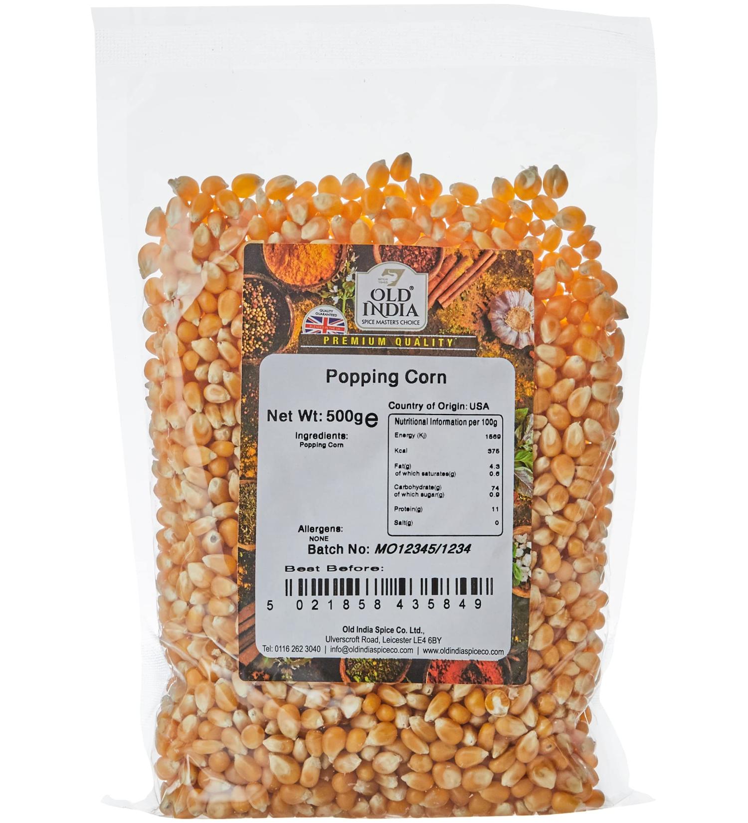 Old India Popping Corn 500g - Premium Quality Kernels for Delicious Popcorn (Pack of 1) - Buy Online on GoSupps.com
